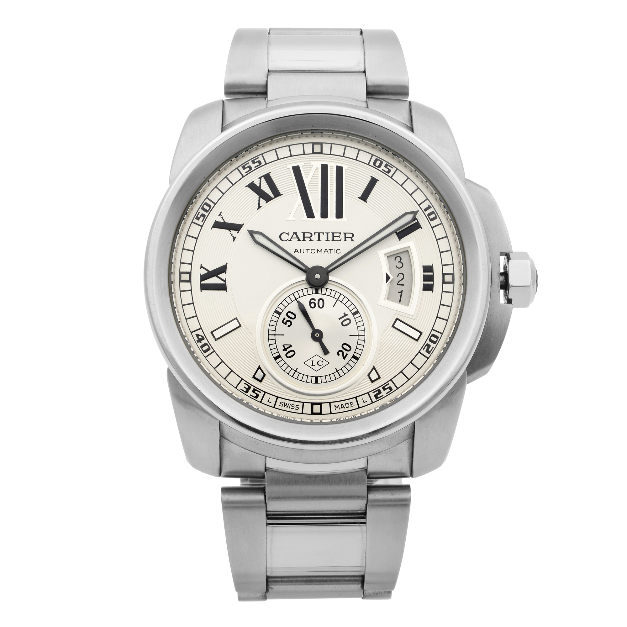 Cartier Calibre de Cartier Steel Silver Dial Automatic Mens Watch