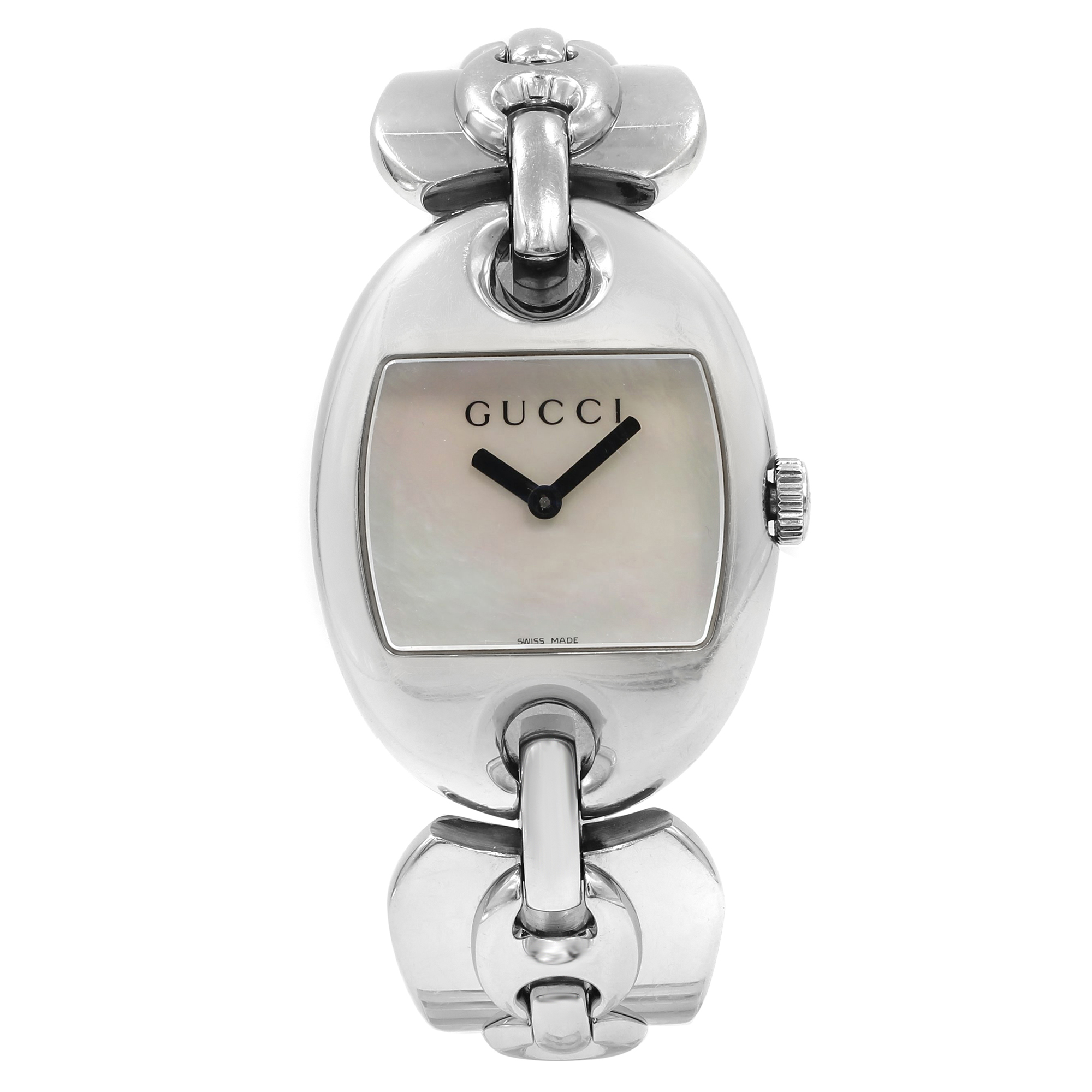 Gucci 121 Marina Chain MOP Dial Steel Quartz Ladies Watch YA121302
