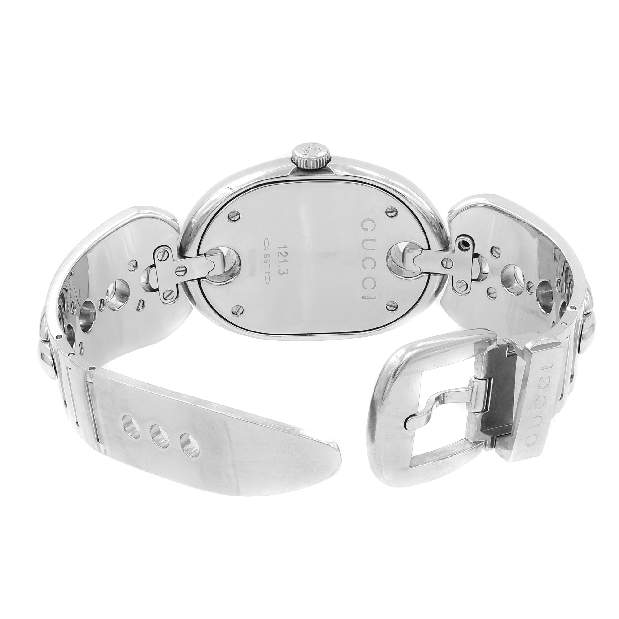 Gucci 121 Marina Chain MOP Dial Steel Quartz Ladies Watch YA121302