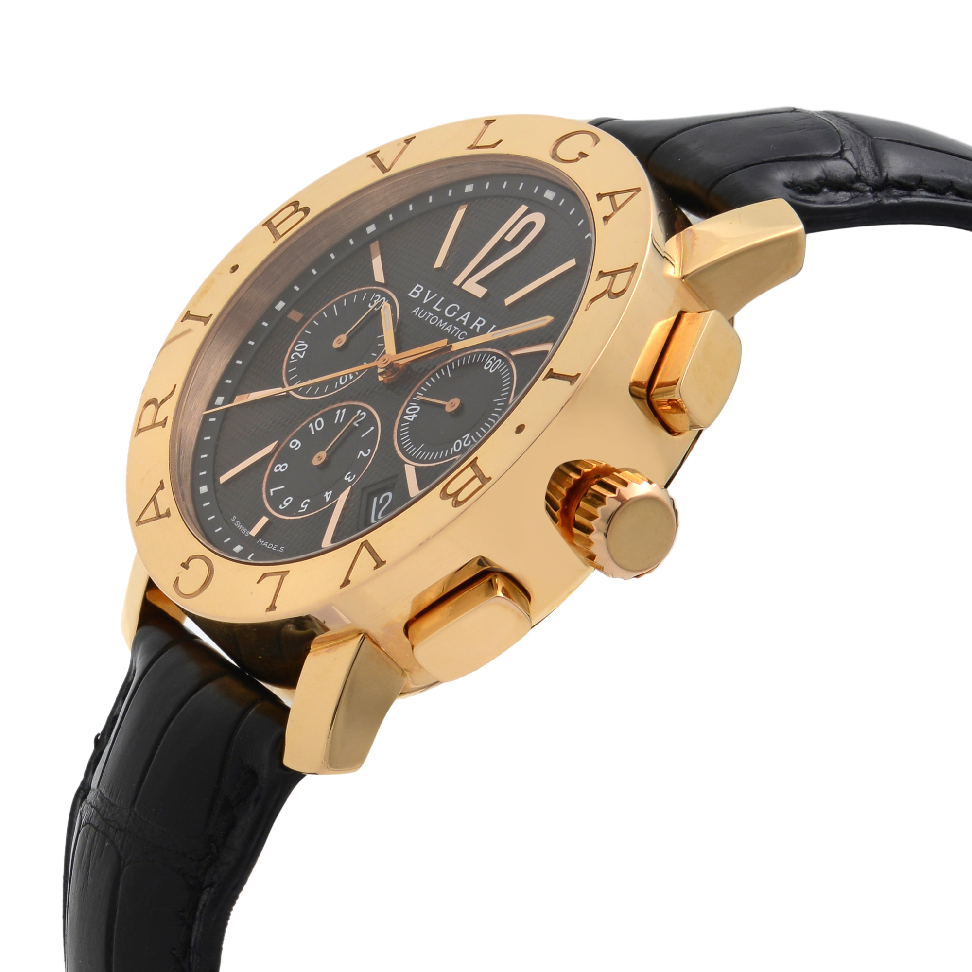 Bulgari Diagono Limited  Edition  18K Rose Gold  Black  Dial 