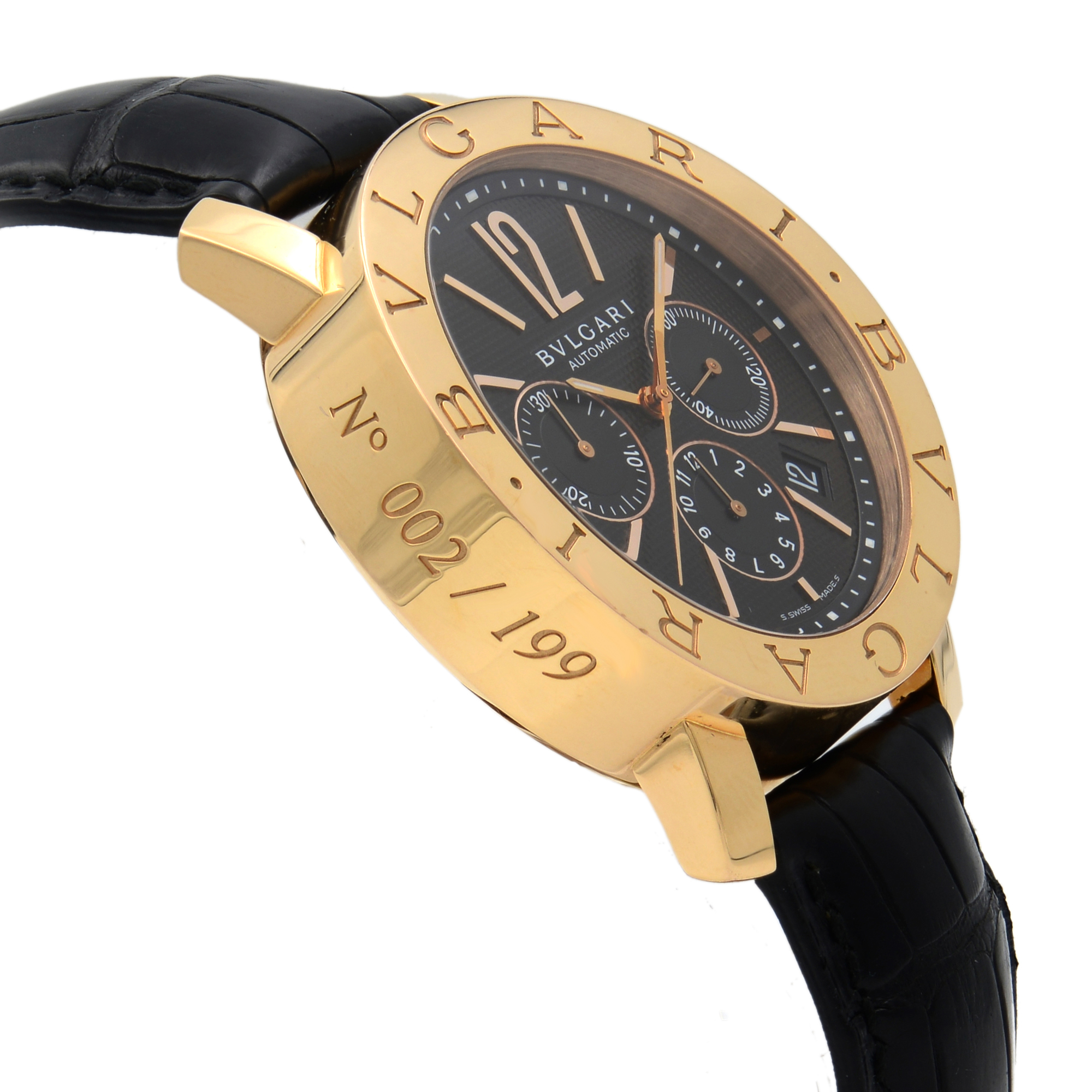 Bulgari Diagono Limited  Edition  18K Rose Gold  Black  Dial 