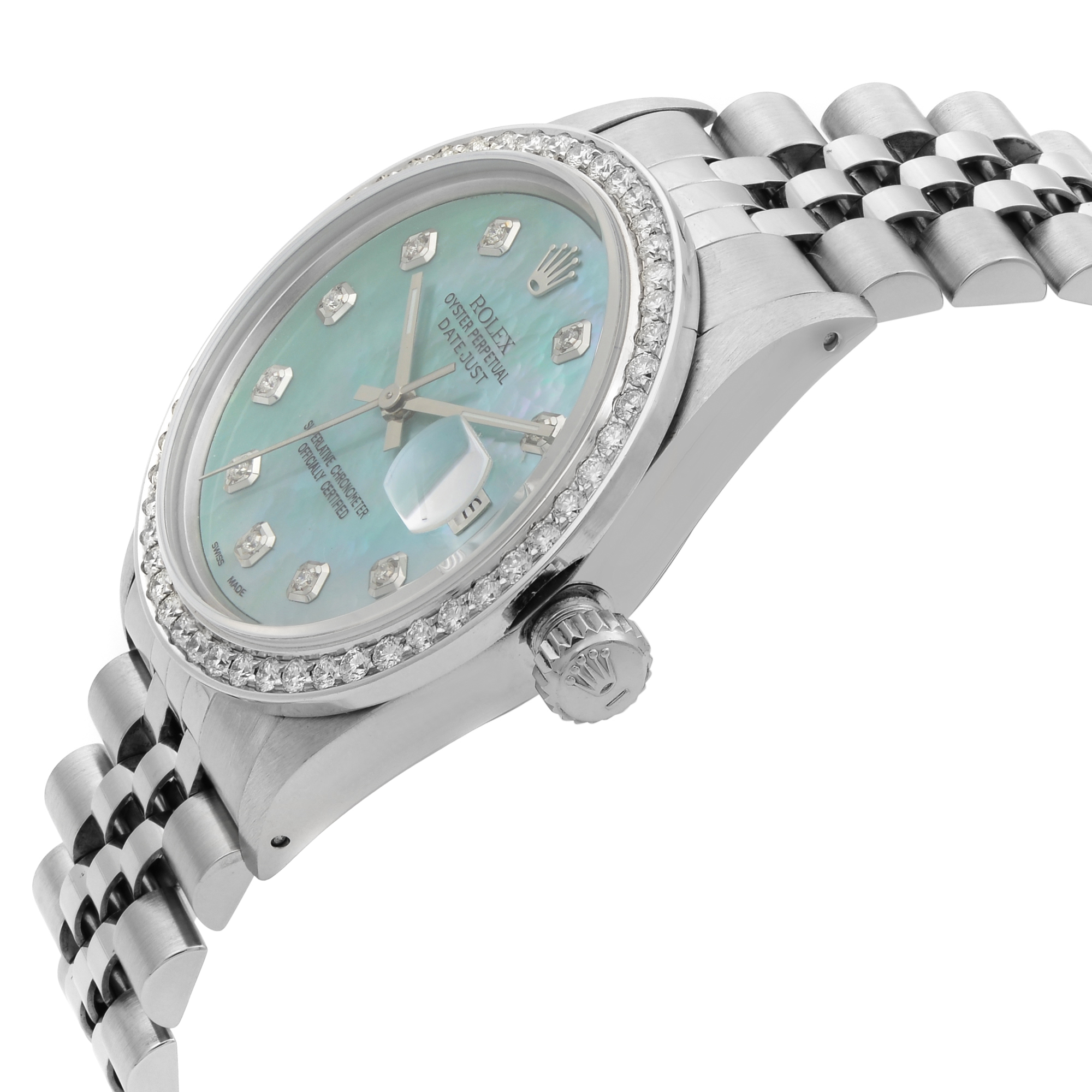 rolex datejust with diamonds