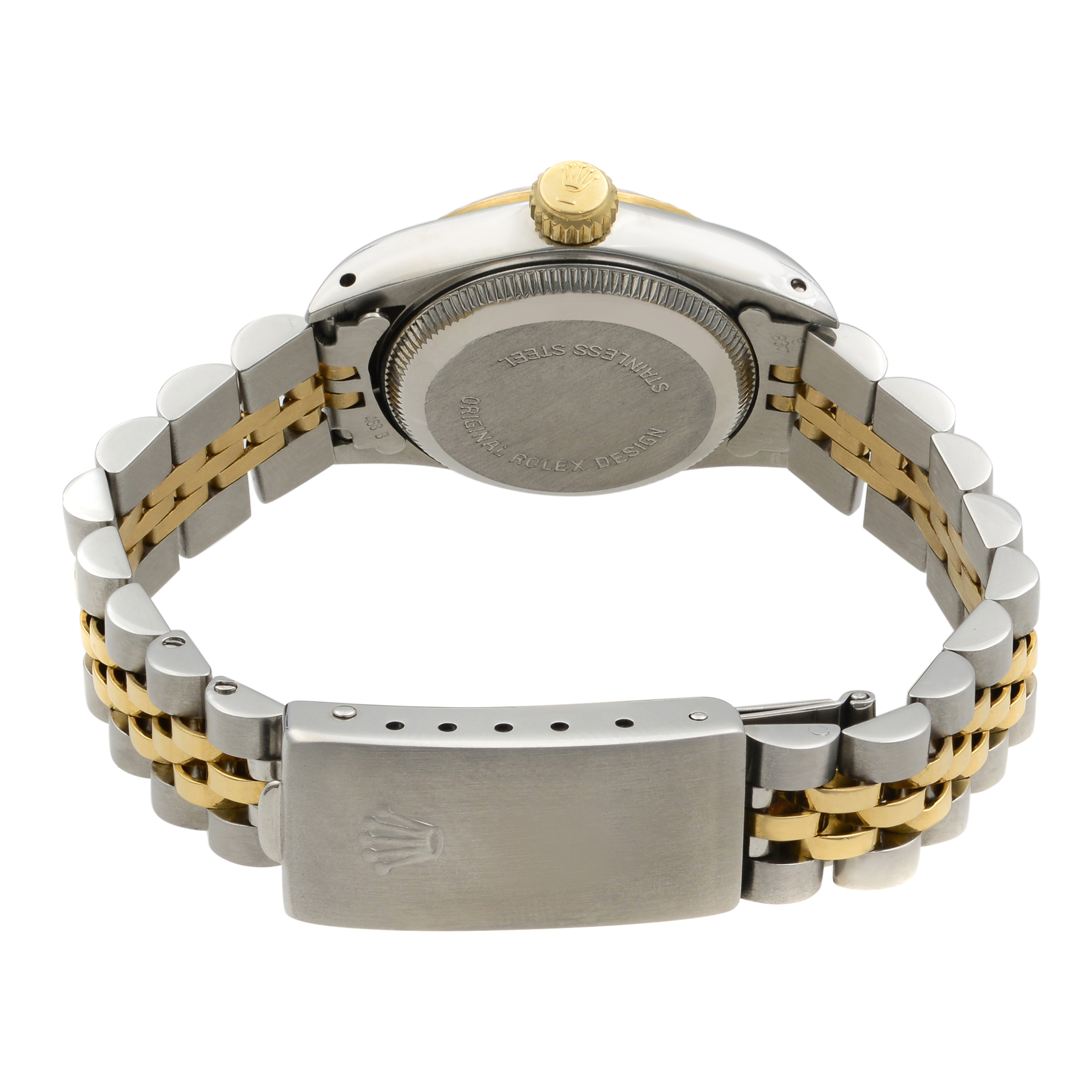 Rolex Oyster Perpetual 18k Yellow Gold Steel Champagne Dial Ladies ...