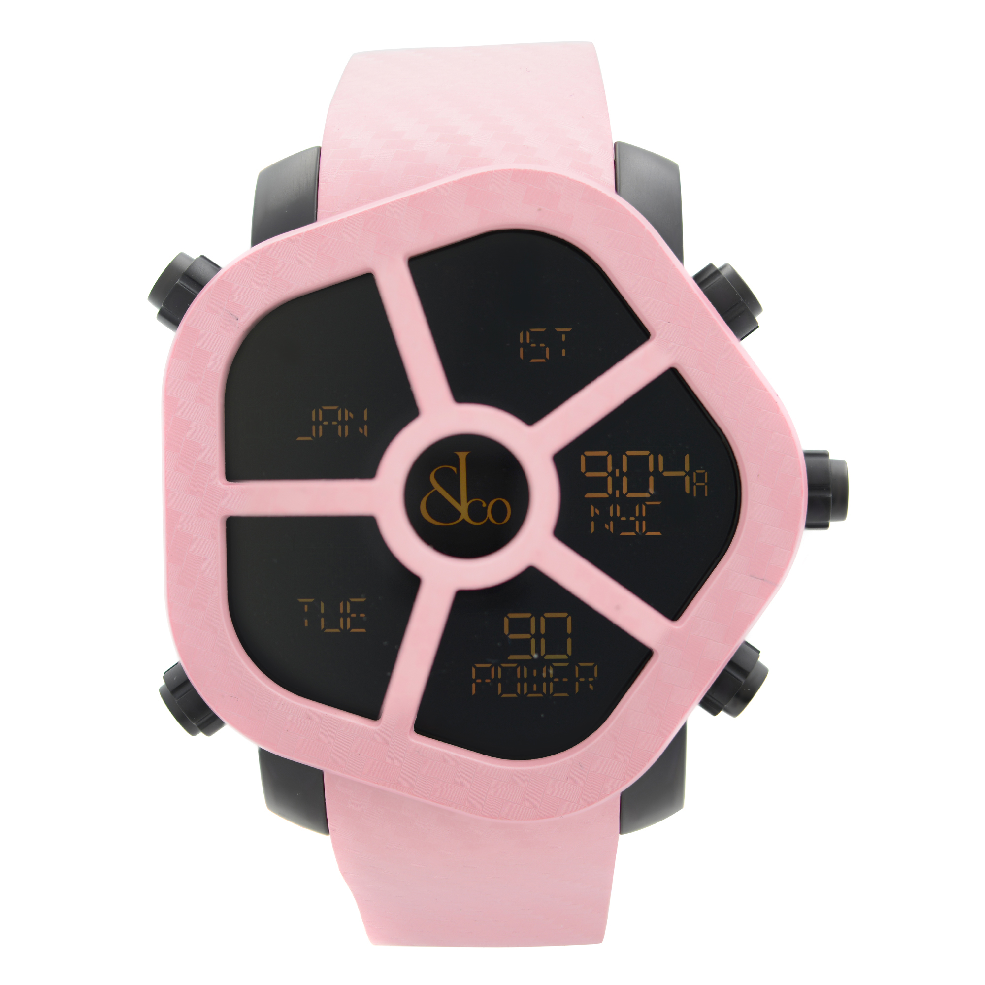 Jacob & Co. Ghost 5 Time Zone Carbon Bezel Pink Mens Watch GH100