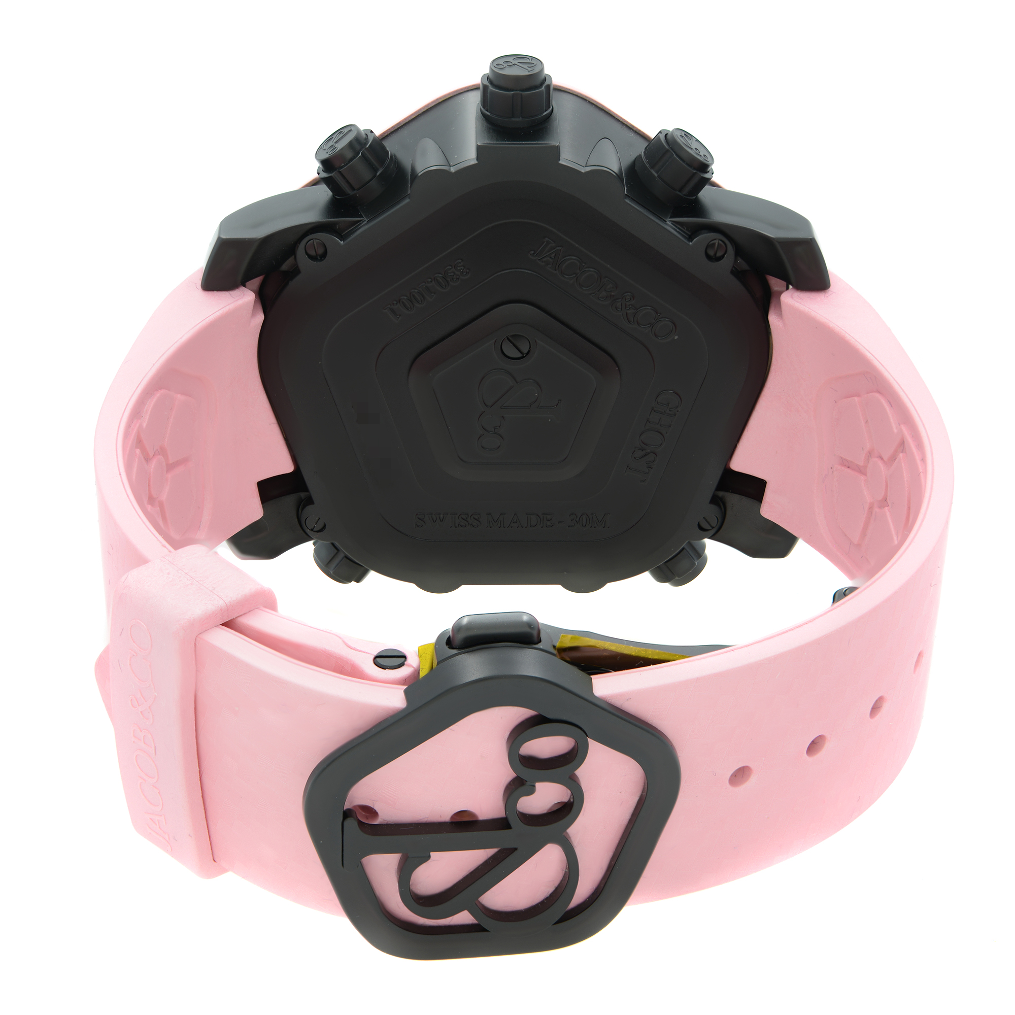 Jacob & Co. Ghost 5 Time Zone Carbon Bezel Pink Mens Watch GH100