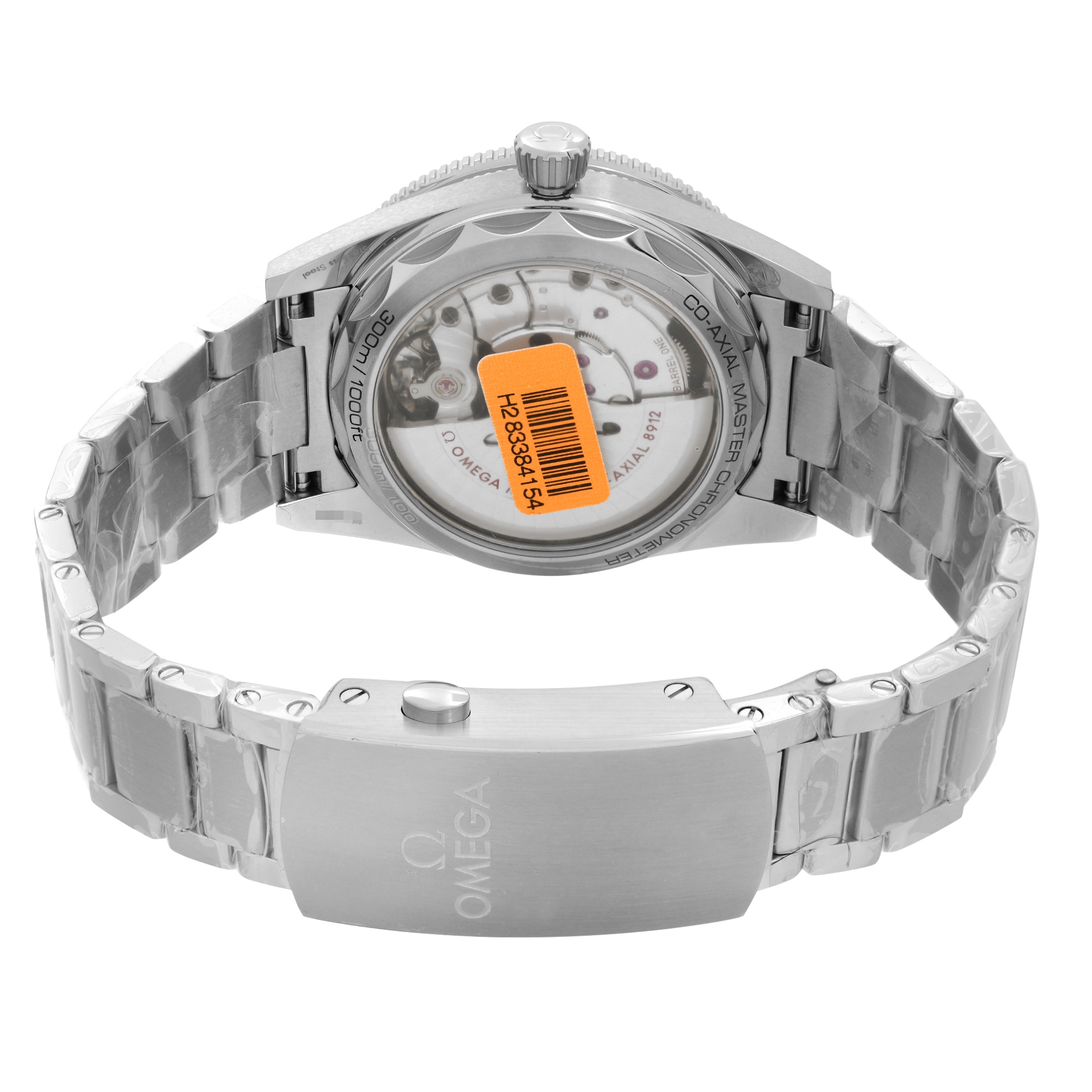 Back View Of Exhibition Back Case And Closed Stainless Steel Band Of OMEGA 234.30.41.21.01.001 Watch Unworn Condition