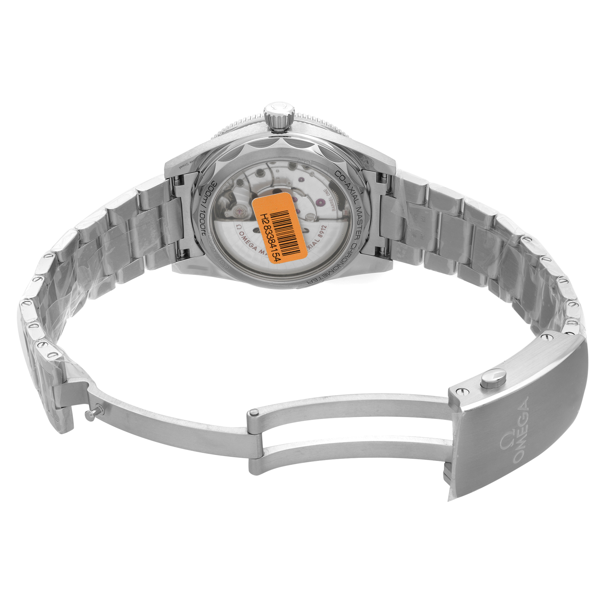 Back View Of Exhibition Back Case And Open Stainless Steel Band Of OMEGA 234.30.41.21.01.001 Watch Unworn Condition