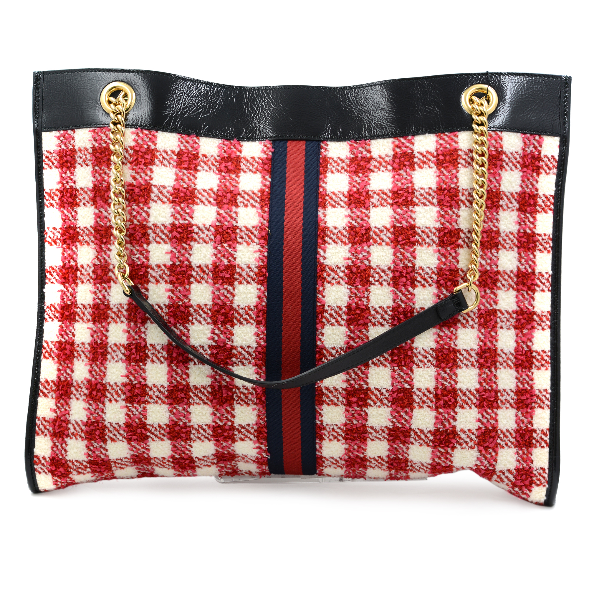 Gucci Gg Rajah Red and White Tweed Chain Large Tote Bag 537219 | eBay