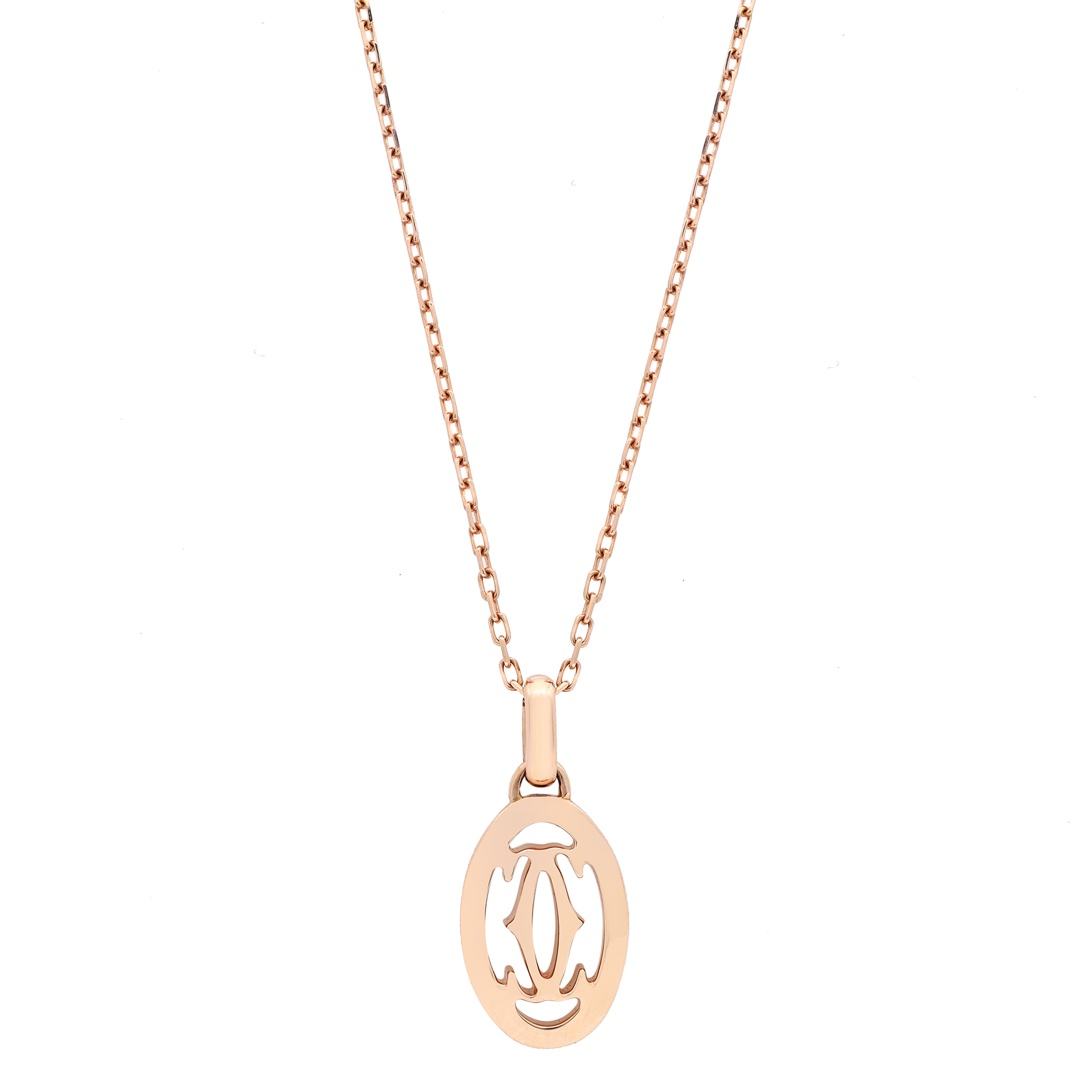 【CARTIER】Double C 18K ローズゴールド ネックレス Cartier Double C Diamond Pendant Necklace K18 Rose Gold 41cm