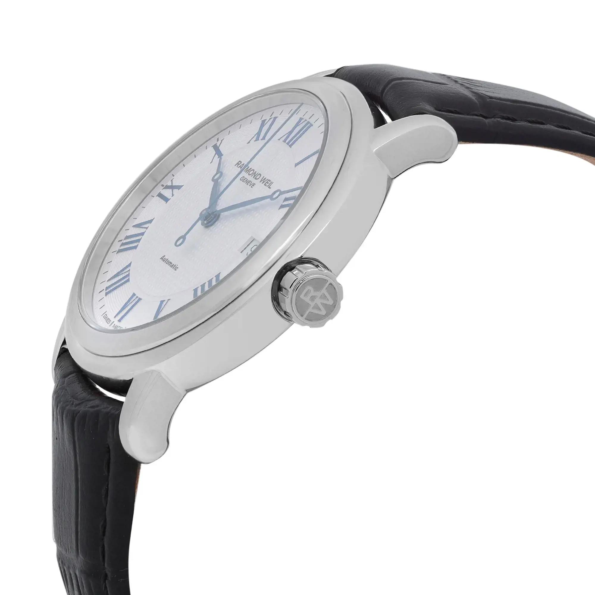 View Of Crown Facing Side Of RAYMOND WEIL 2837-STC-00658 Stainless Steel Watch Pre Owned Condition