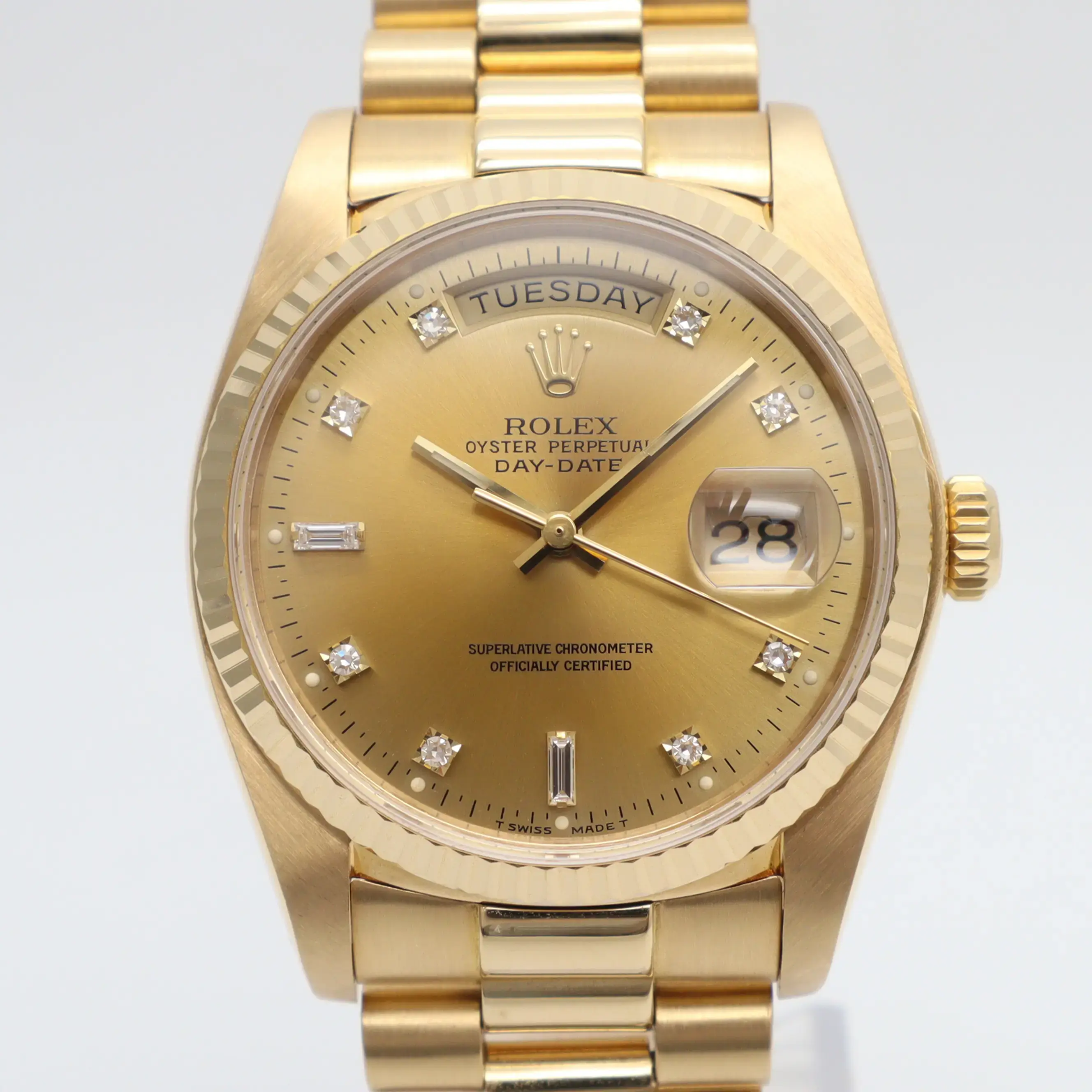 1984 Rolex 18038A President 18K Yellow Gold Automatic Factory Diamond ...