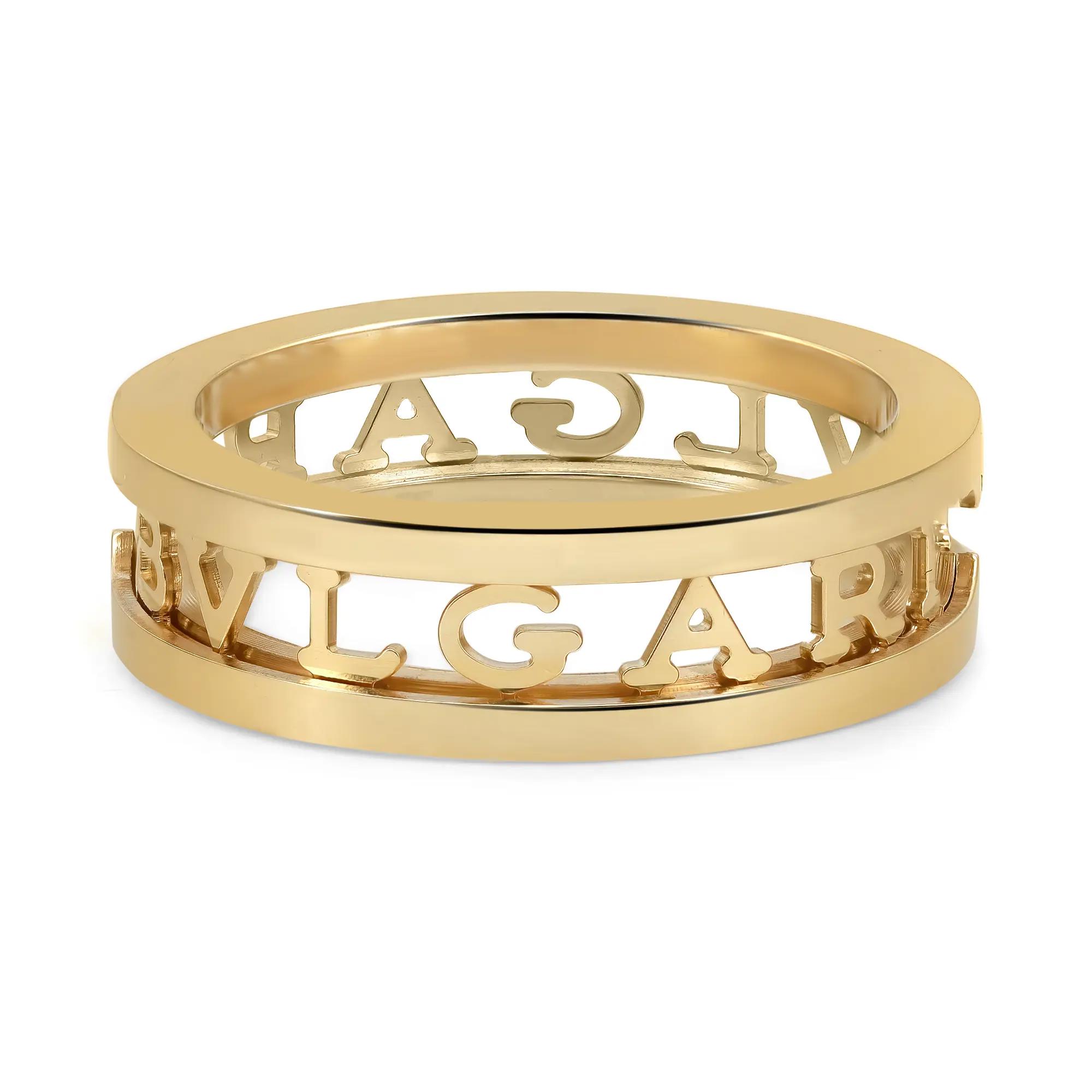 Bvlgari B.Zero1 Openwork Logo Spiral One Band Ring 18K Yellow Gold