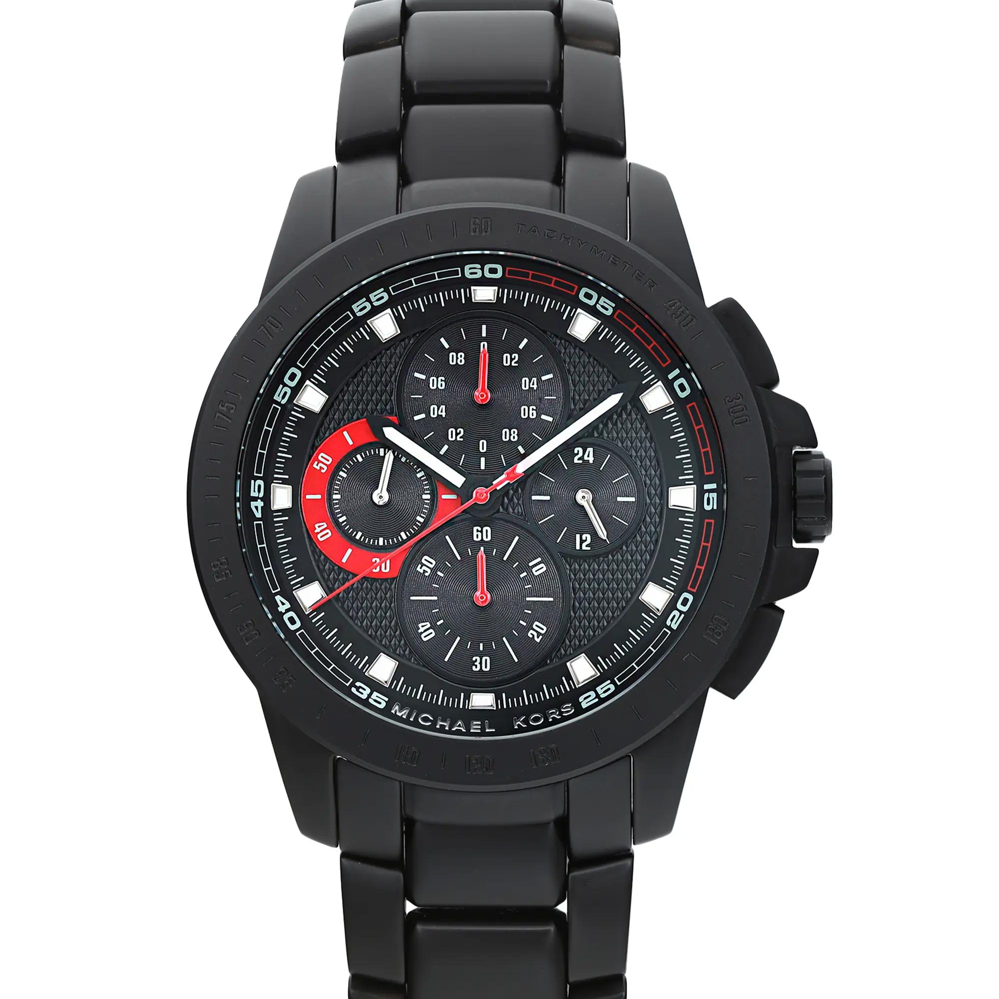 Michael Kors Ryker 43mm Steel Chronograph Black Dial Mens Quartz