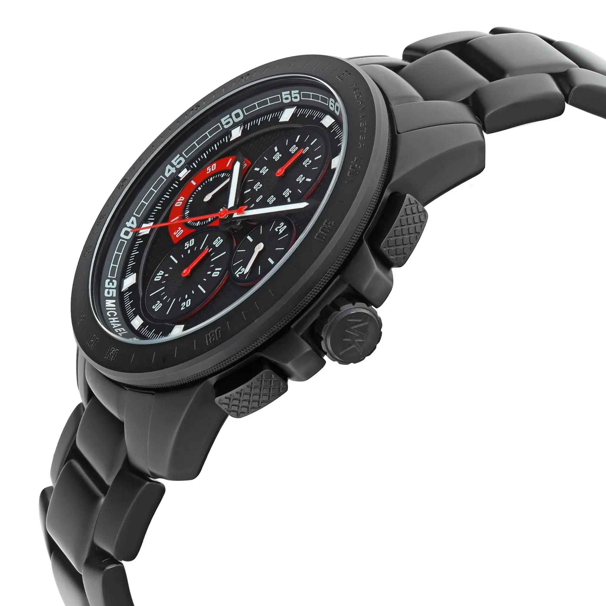 Michael Kors Ryker 43mm Steel Chronograph Black Dial Mens Quartz