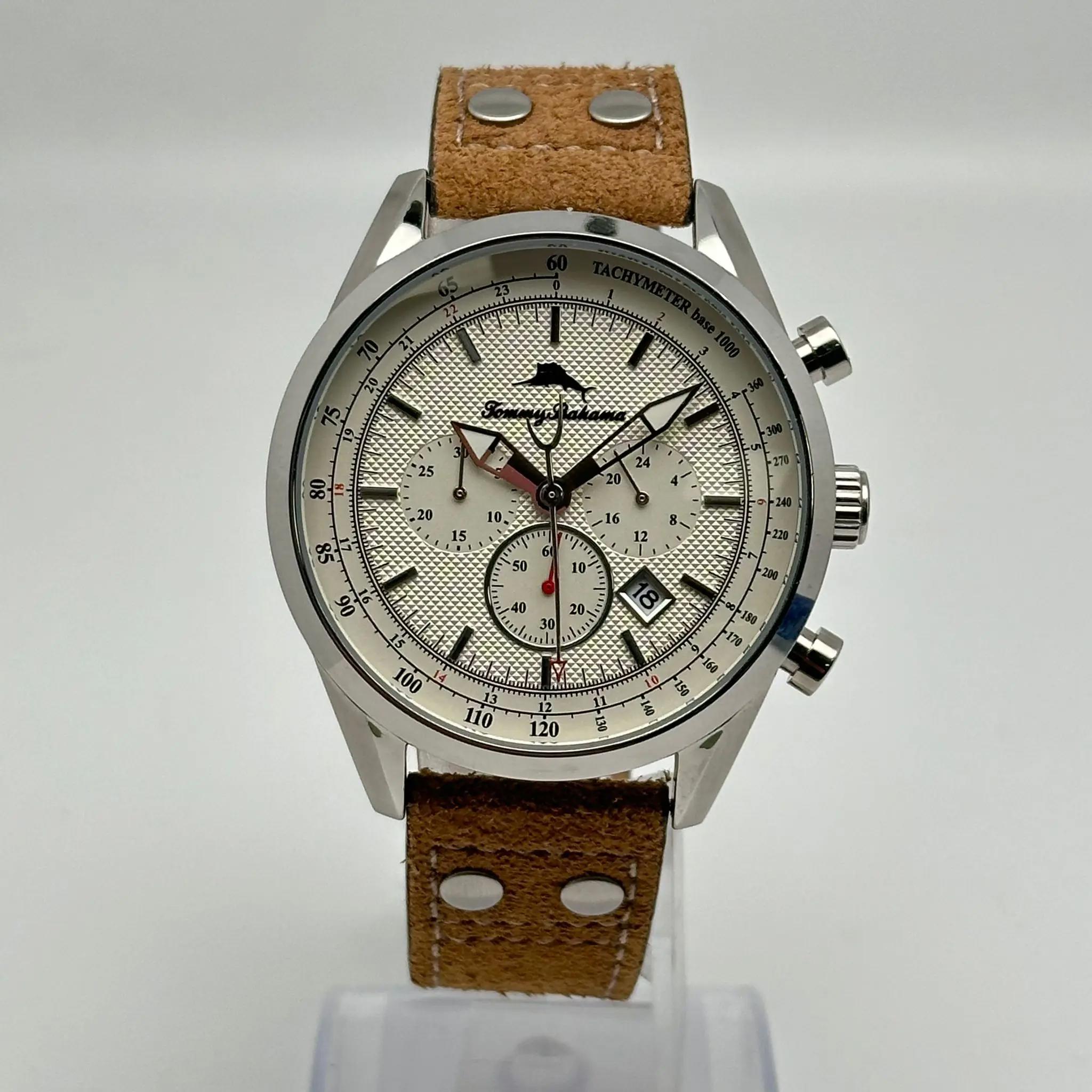 Tommy Bahama Shore Road 46mm Steel Chronograph Silver Dial Mens