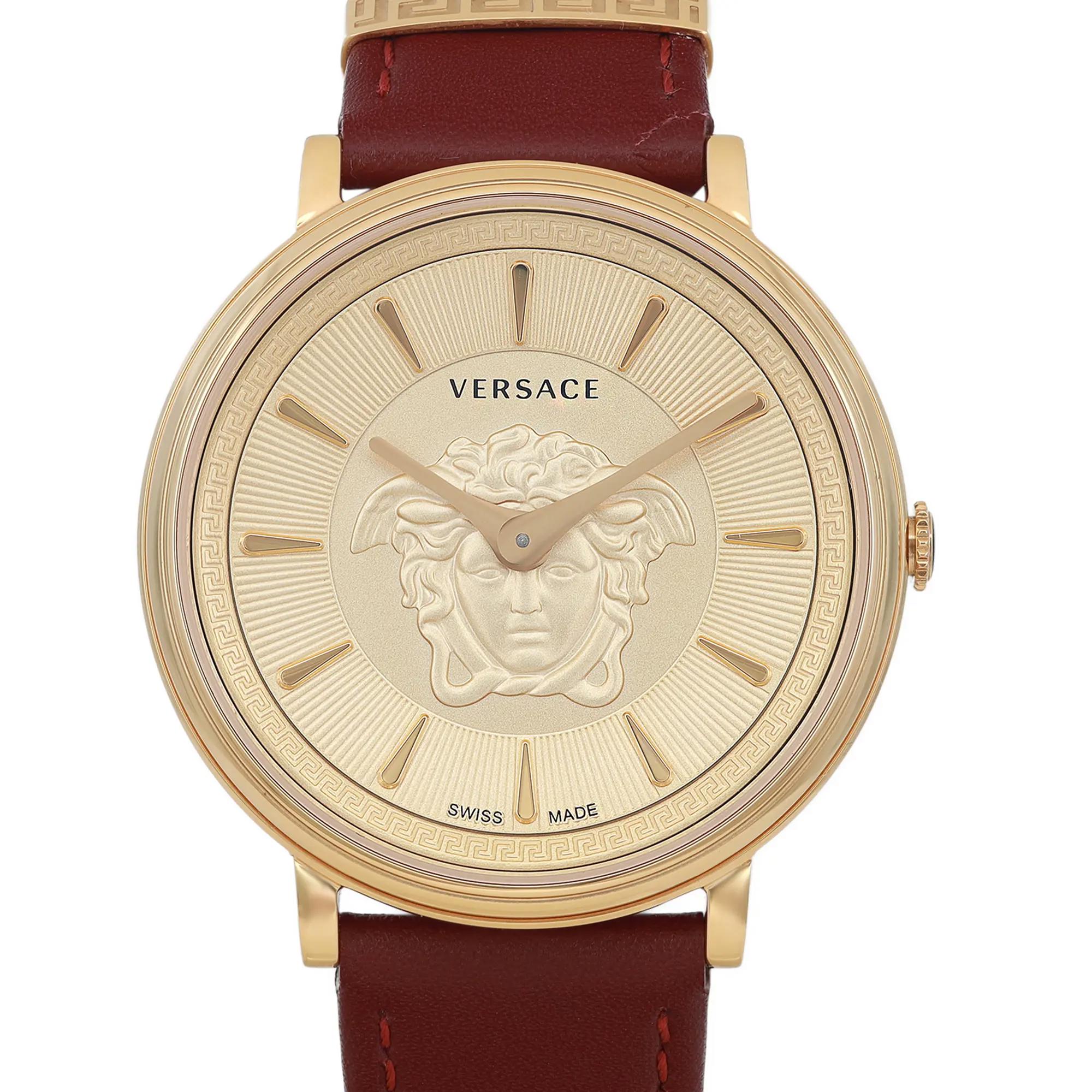 Versace V-Circle Medusa 38mm Steel Gold Dial ladies Quartz Watch