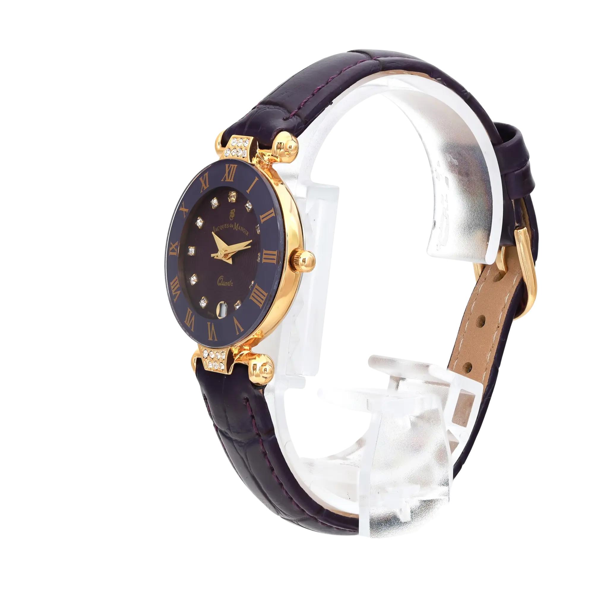 Jacques du Manoir Coupole 26 mm Leather Strap Purple Dial Ladies