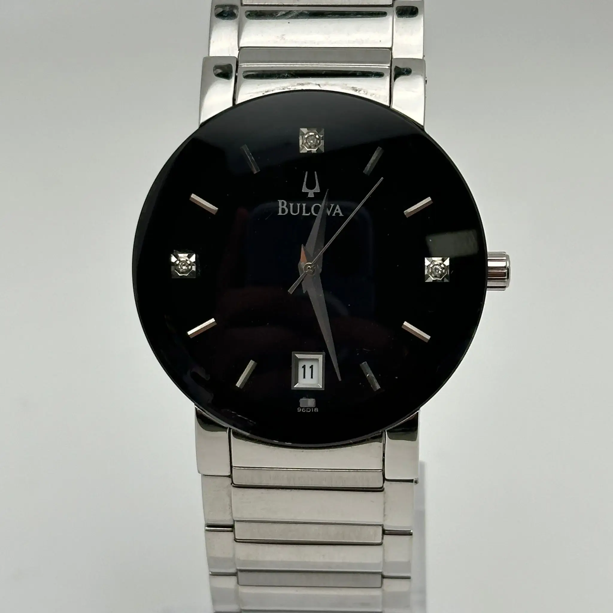 Bulova Men's Classic Date Quartz Black Stainless Steel Watch