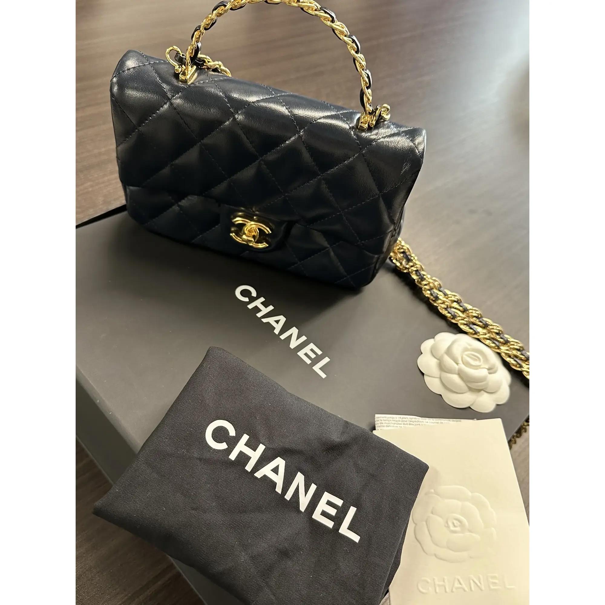 Chanel 23a Rectangular Top Handle Flap Mini Marine Blue Handbag | eBay