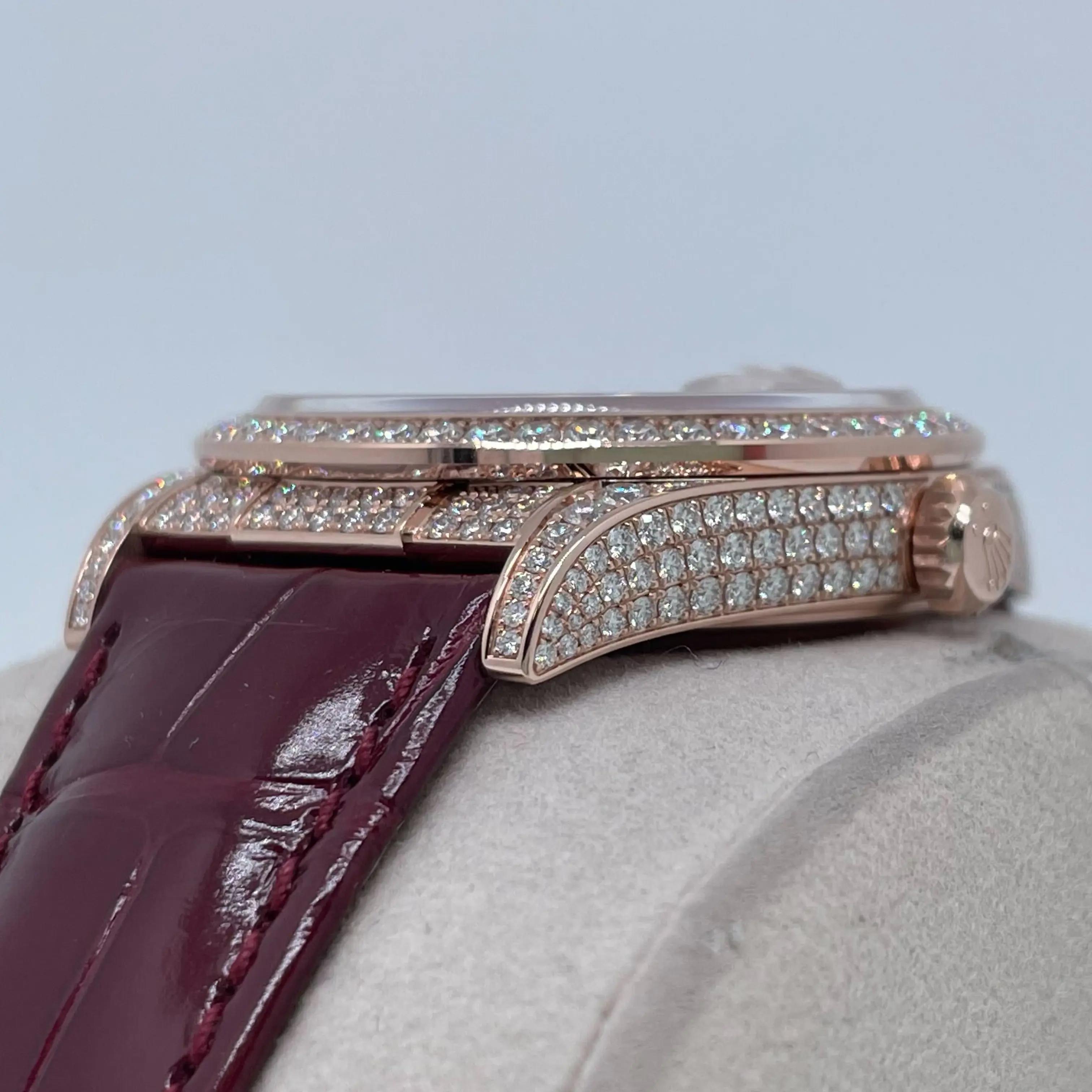 『rockです』 New 2024 Rolex 128155RBR DayDate 36 18K Rose Gold Diamond Pave