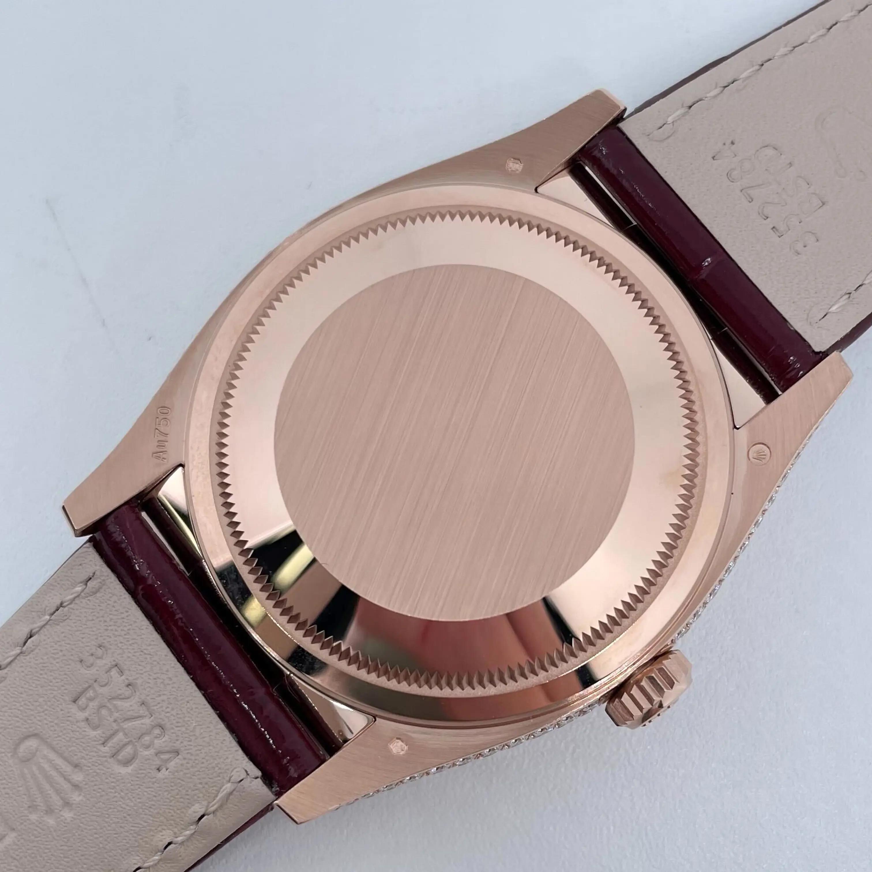 New 2024 Rolex 128155RBR DayDate 36 18K Rose Gold Diamond Pave