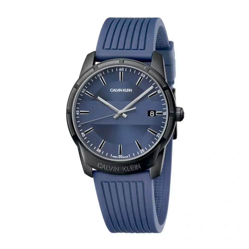 Calvin Klein Evidence 42mm Blue Dial Silicone Strap Men Quartz
