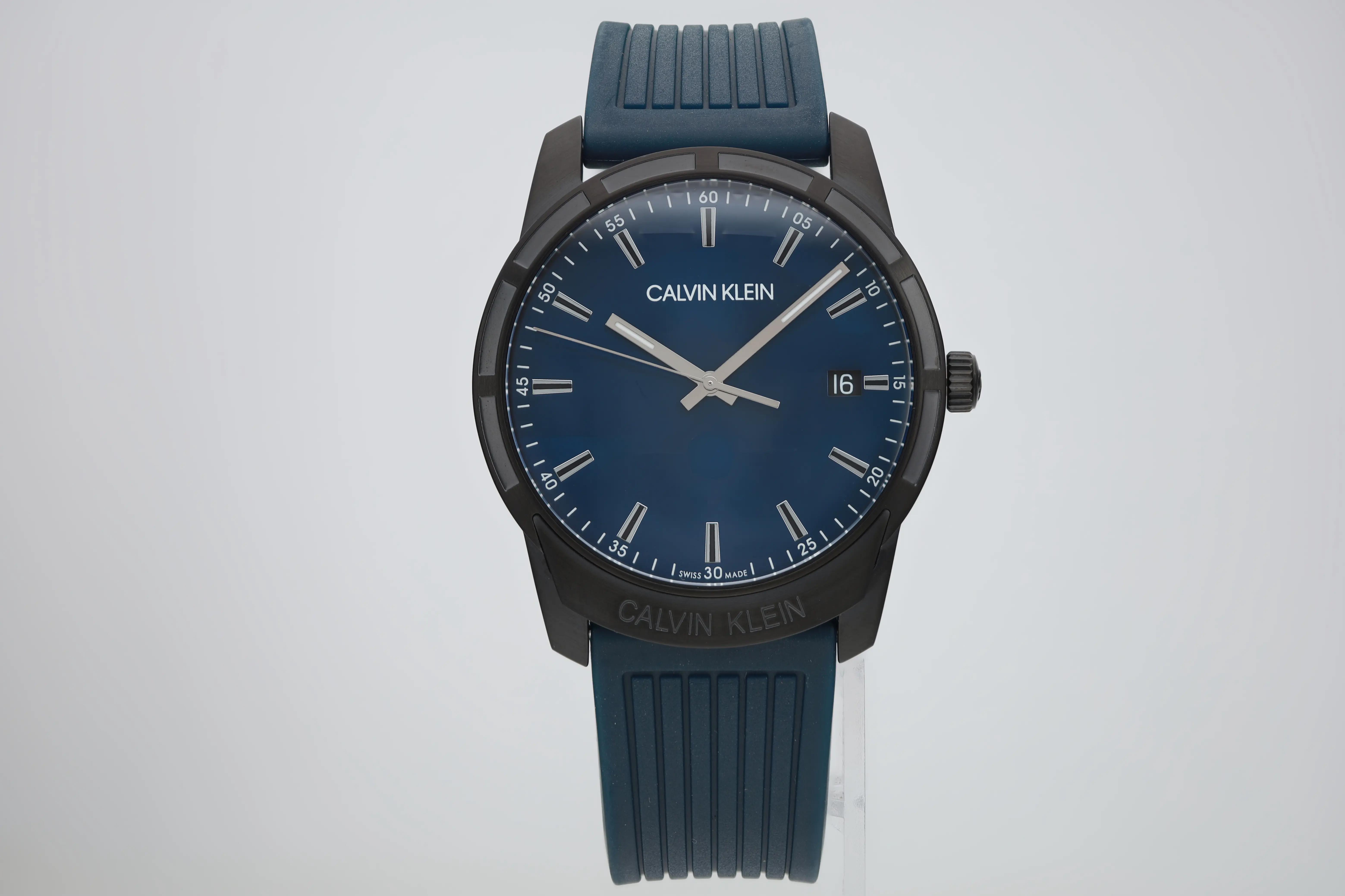 Calvin Klein Evidence 42mm Blue Dial Silicone Strap Men Quartz