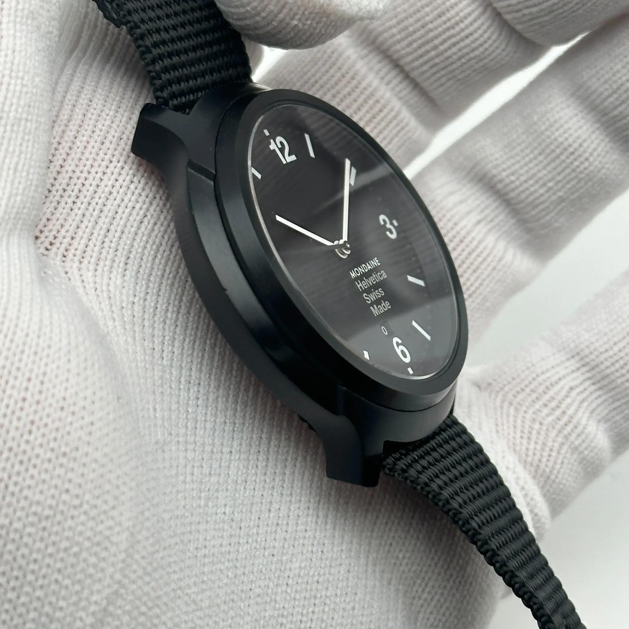 Mondaine Helvetica No1 Bold Steel Black Dial Mens Quartz Watch MH1