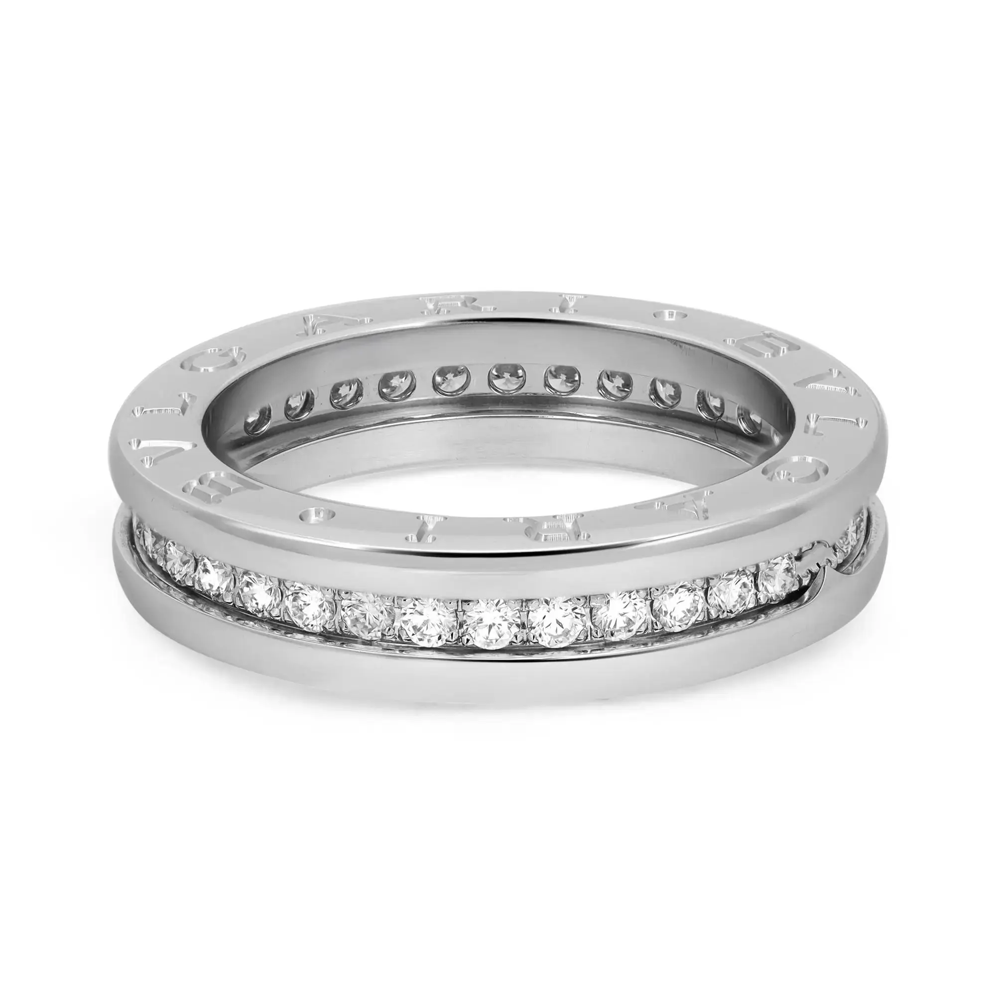 Bvlgari B.Zero1 Diamond One Band Ring 18K White Gold Size 52