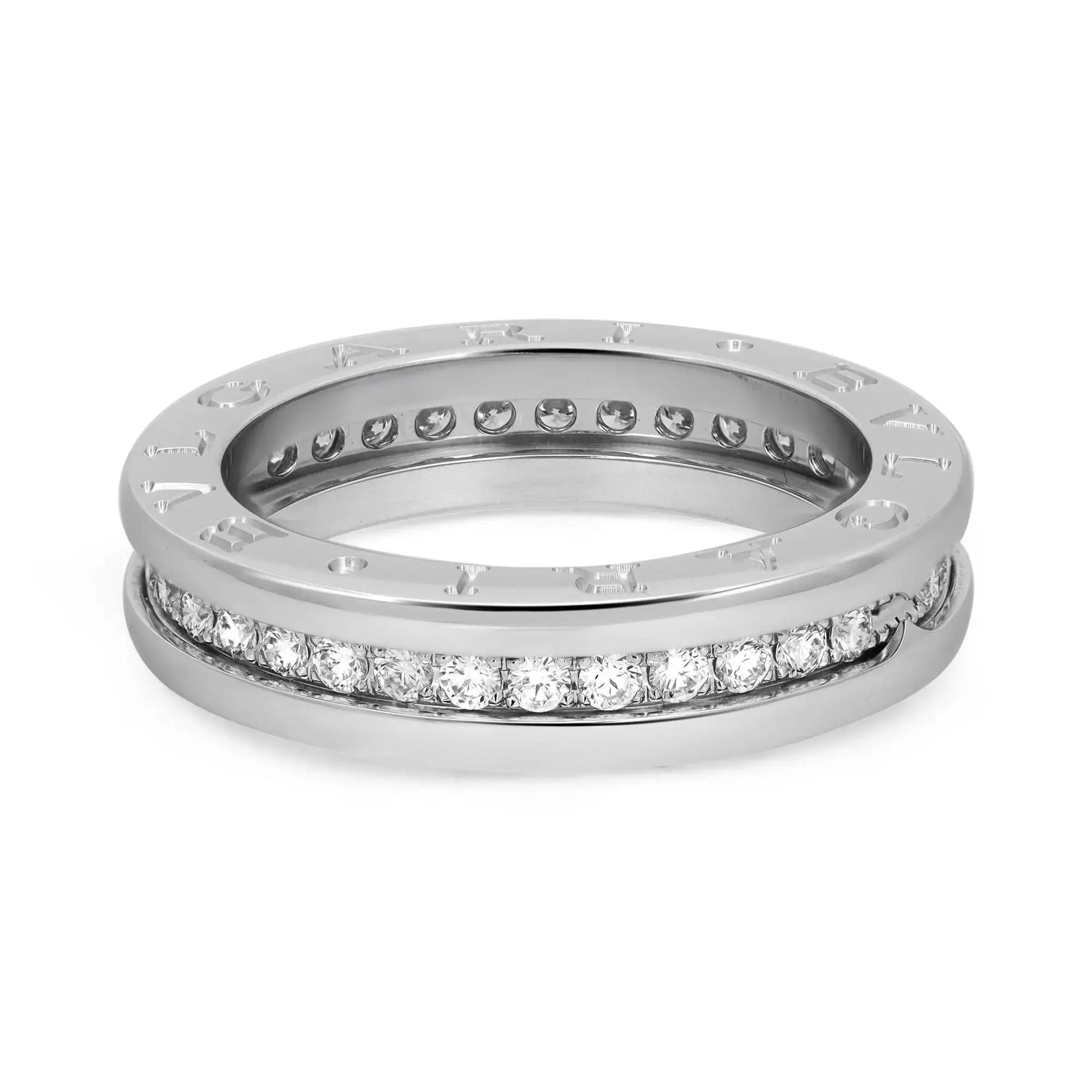 Bvlgari B.Zero1 Diamond One Band Ring 18K White Gold Size 52 US 6
