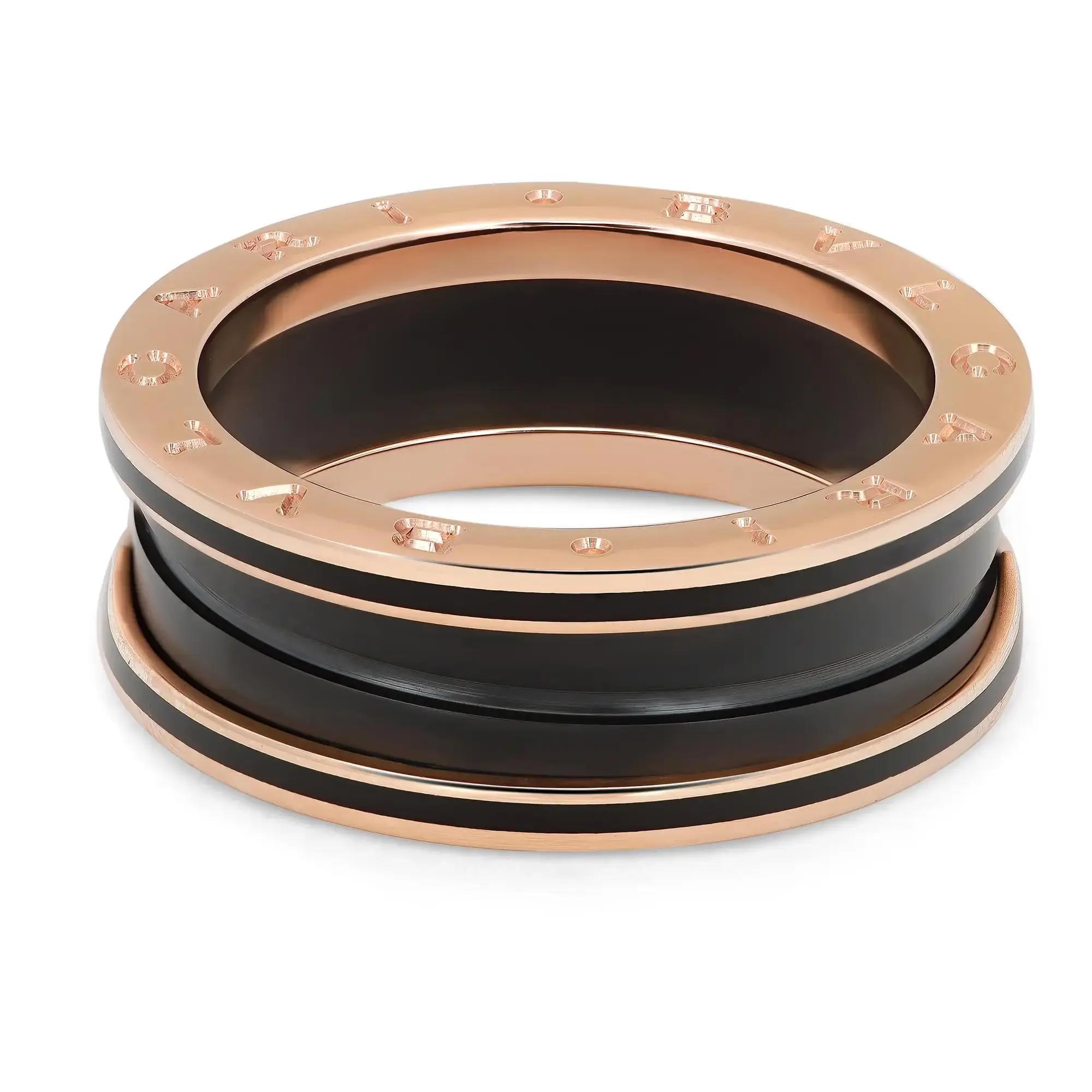 Bvlgari B.Zero1 Two Band Matt Black Ceramic Ring 18K Rose 