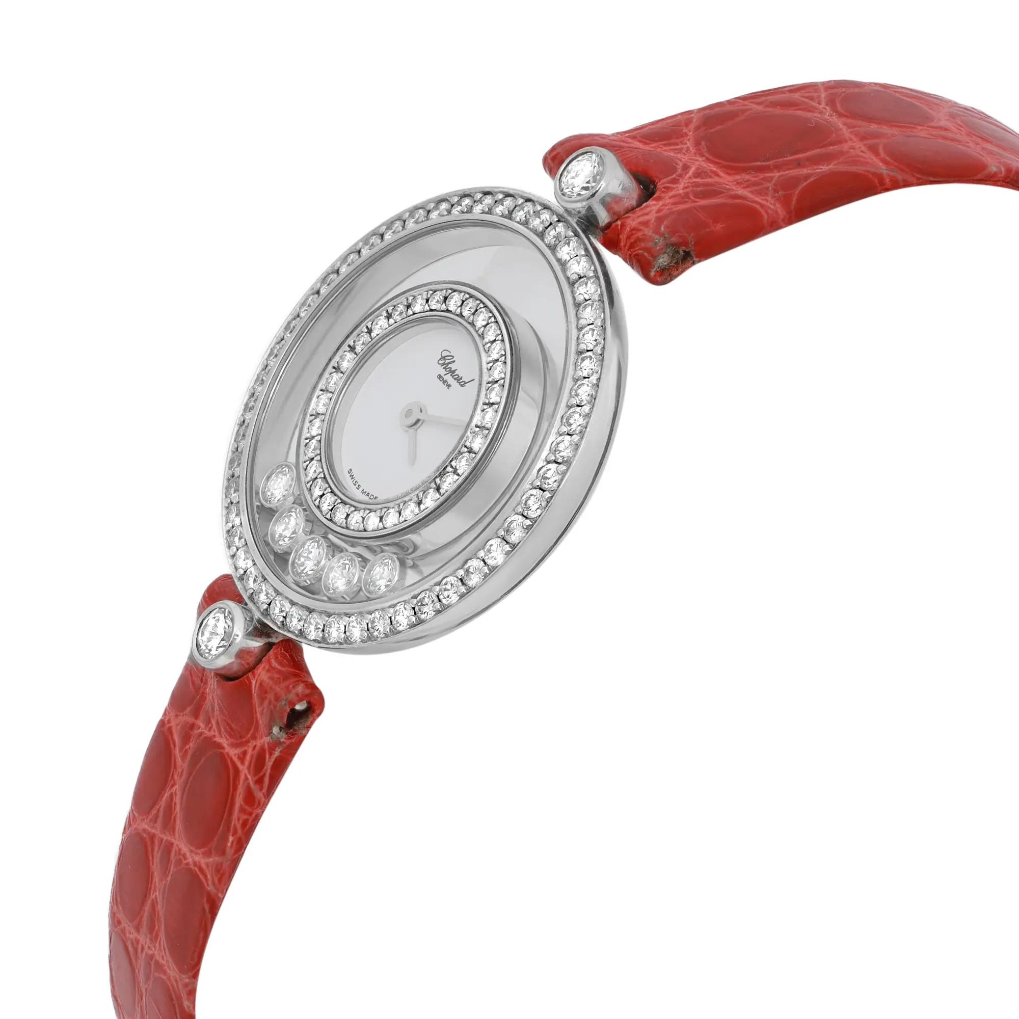 View Of Opposite Crown Facing Side Of Chopard 20/3957 White Gold Watch Pre Owned Condition