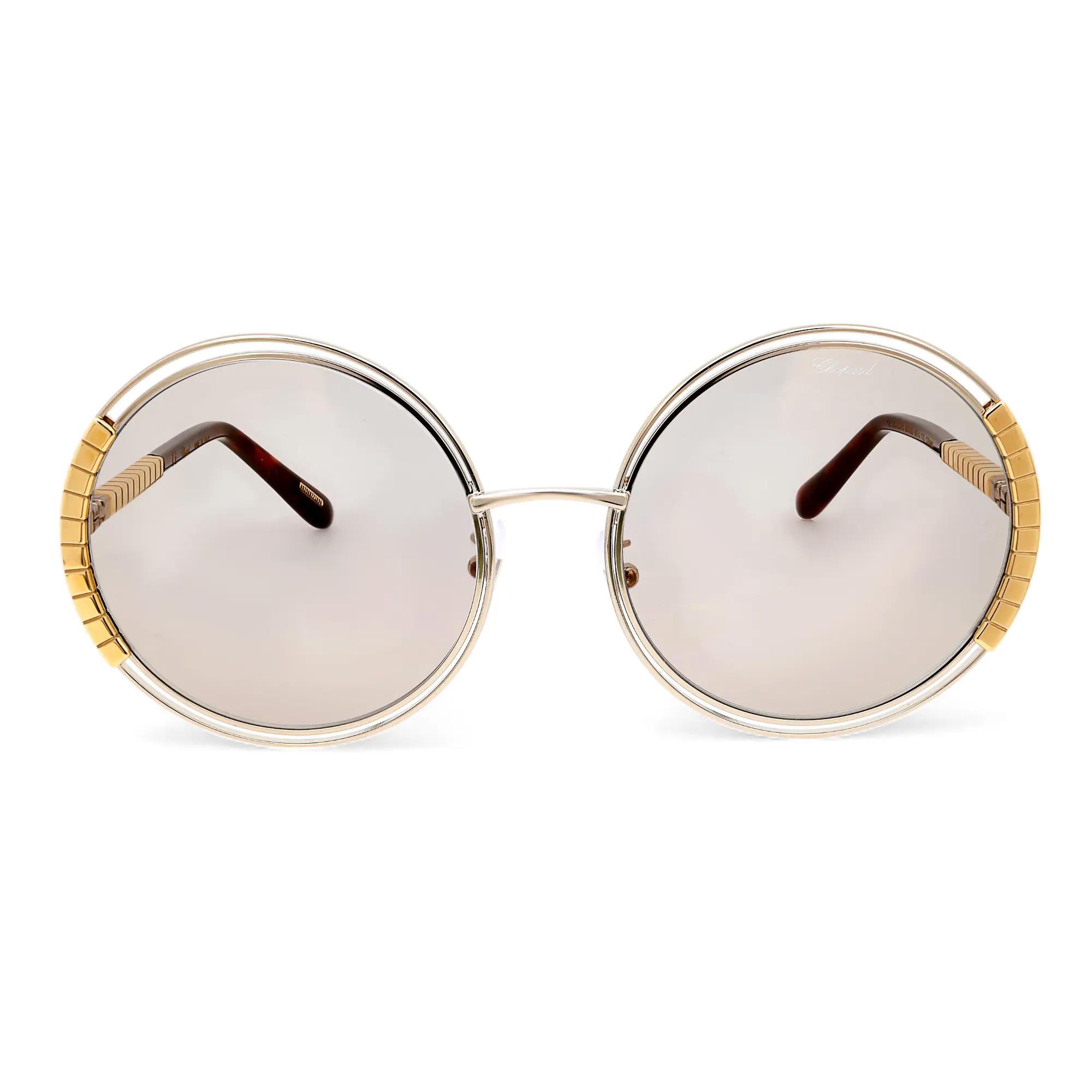GQ2817◇PPACO : LUX-2 AIR STUDDED SOLE◇9◇ Chopard Shiny Gray Gold Brown Mirror Lenses Acetate Frame