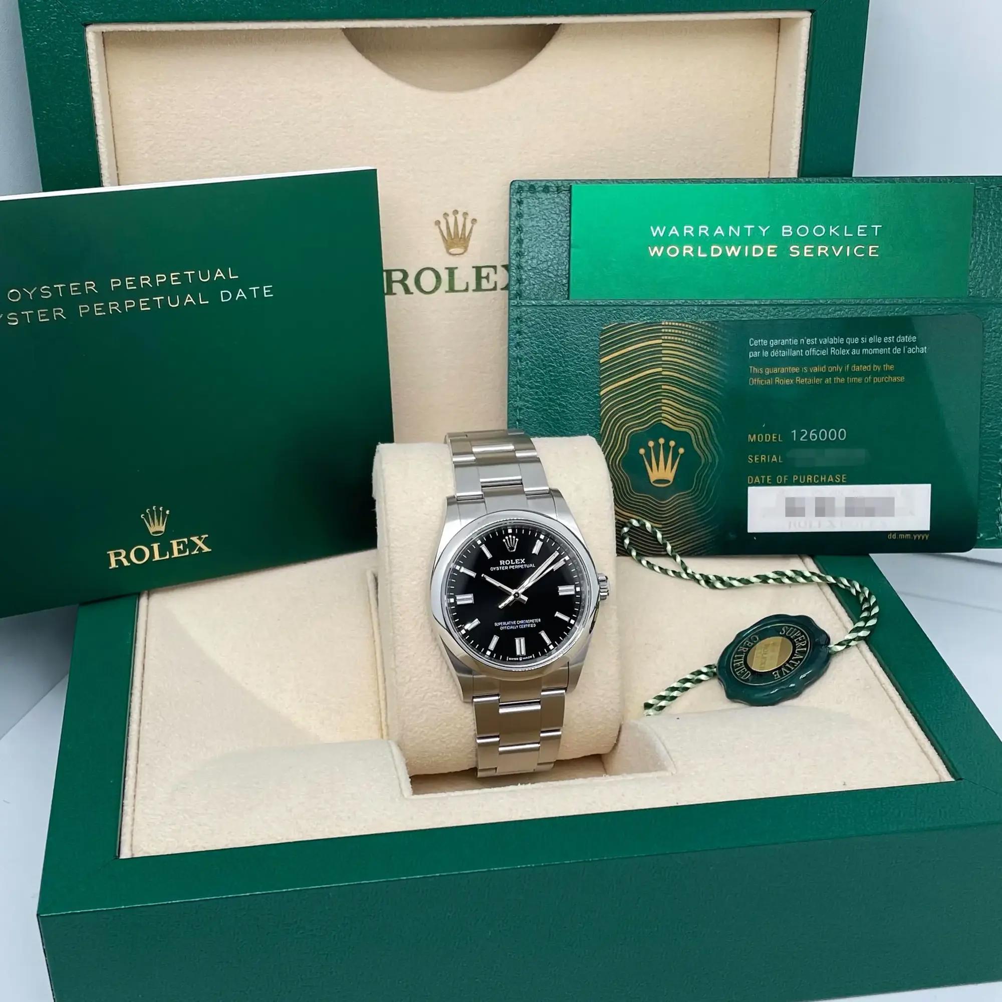 2024 New Rolex 126000 Oyster Perpetual 36 Steel Black Dial