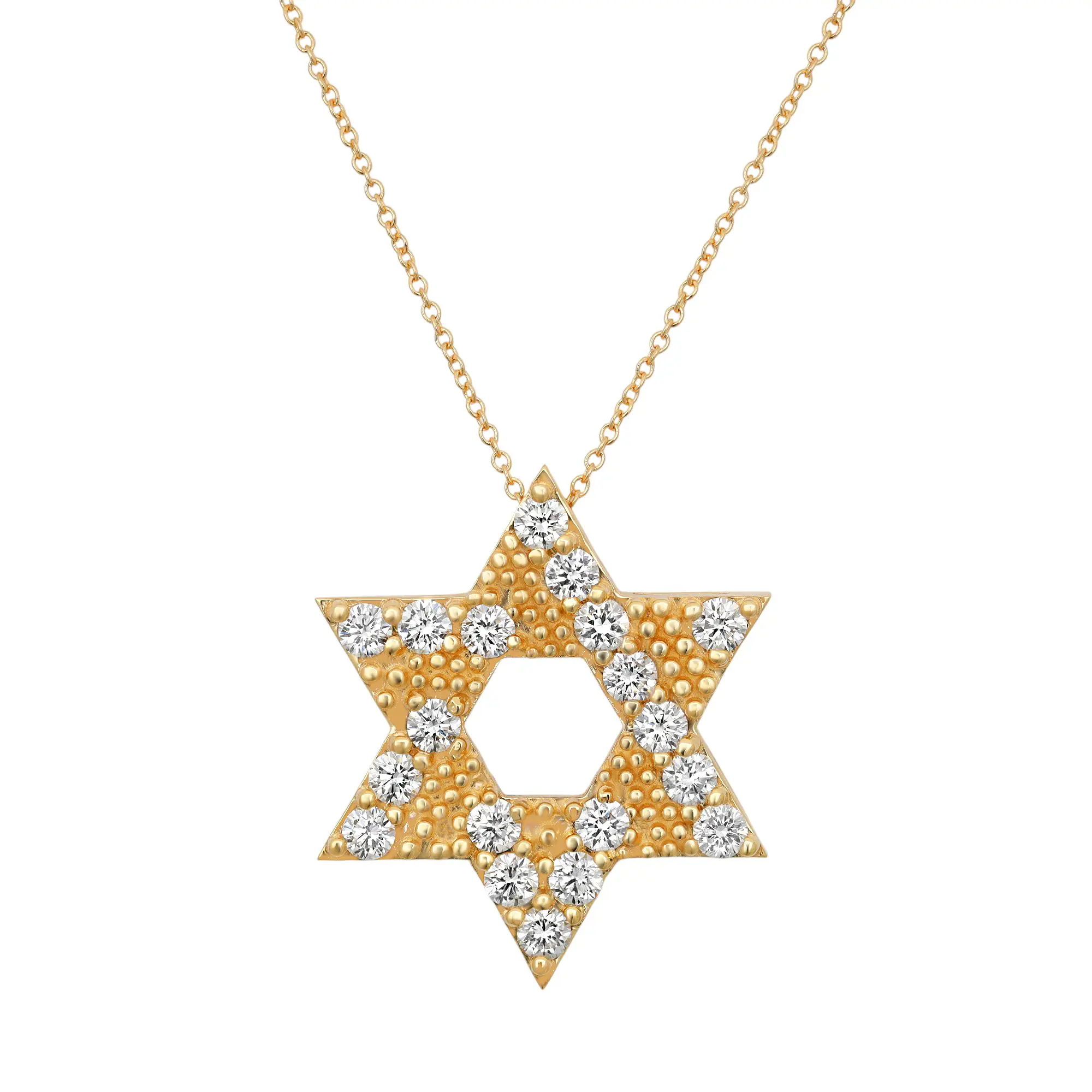 Star Of David Lab Grown Diamond Pendant Necklace 14K Yellow Gold 1.90Cttw