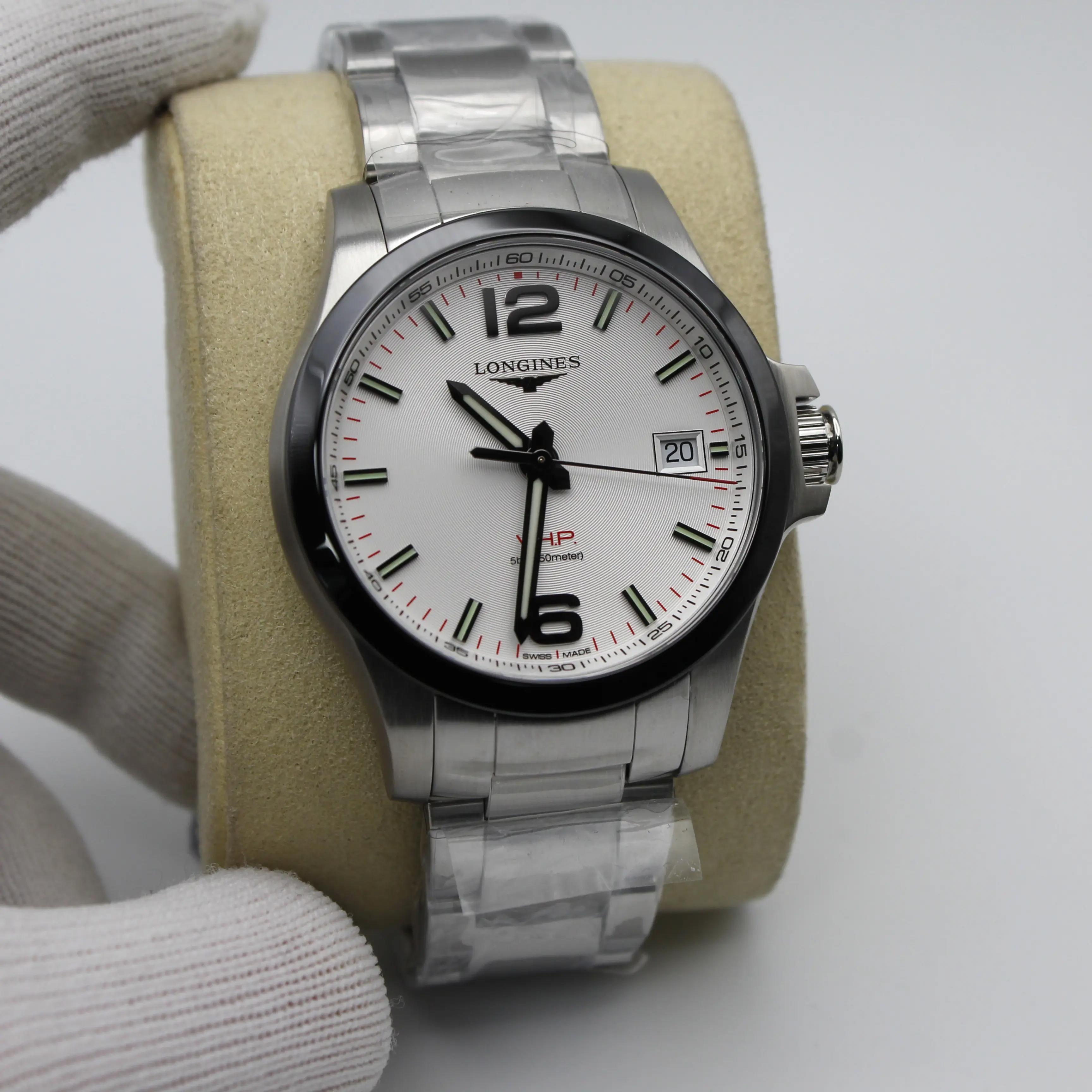 Longines Conquest V.H.P. 41mm Steel Ceramic Silver Dial Mens Watch