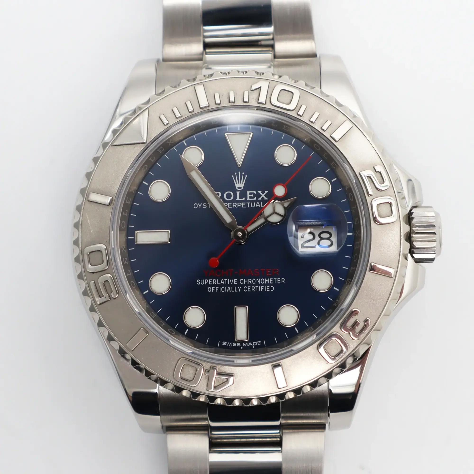 2010s Mint Rolex 116622 Yacht-Master 40mm Steel Platinum Blue Dial