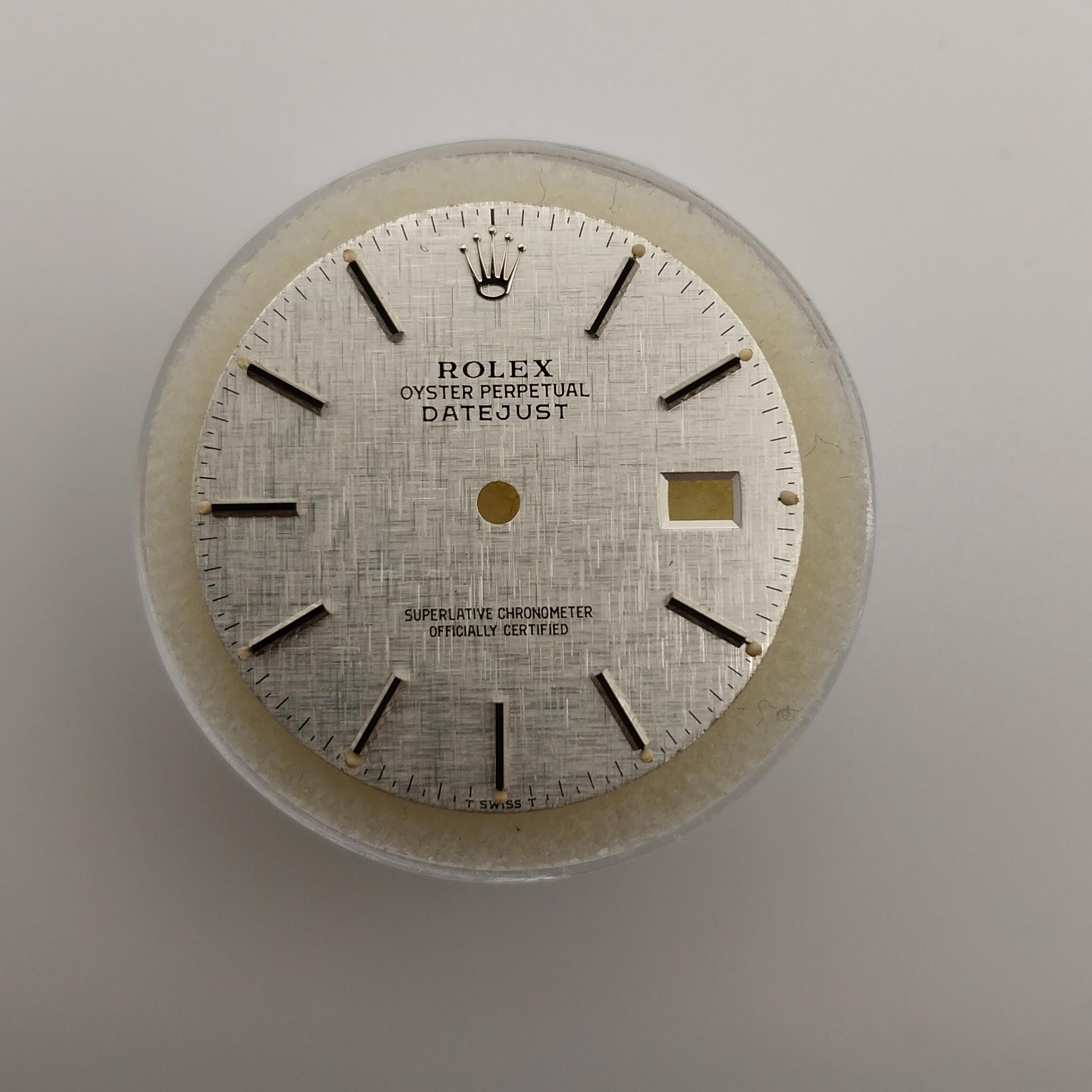 Rolex Datejust 36mm Silver Linen Watch Dial Silver Tone