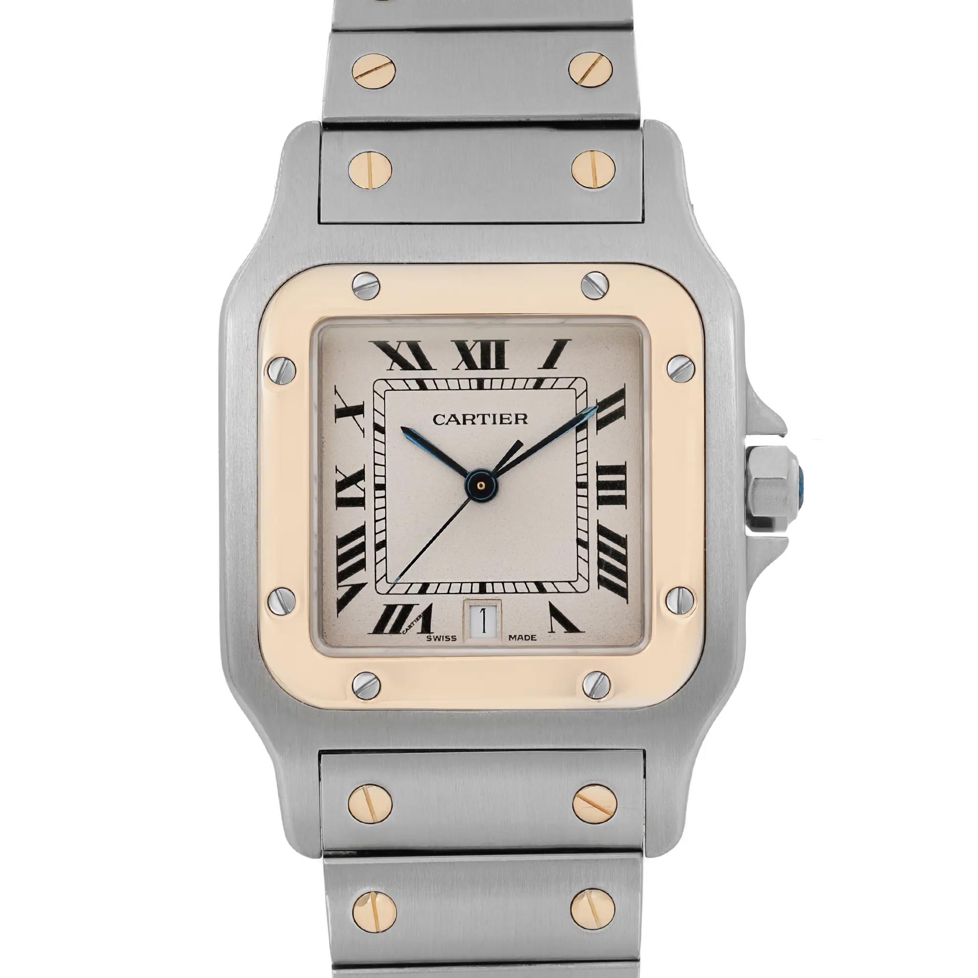 Cartier Santos Galbee 29mm Steel 18k Yellow Gold Cream Dial Mens