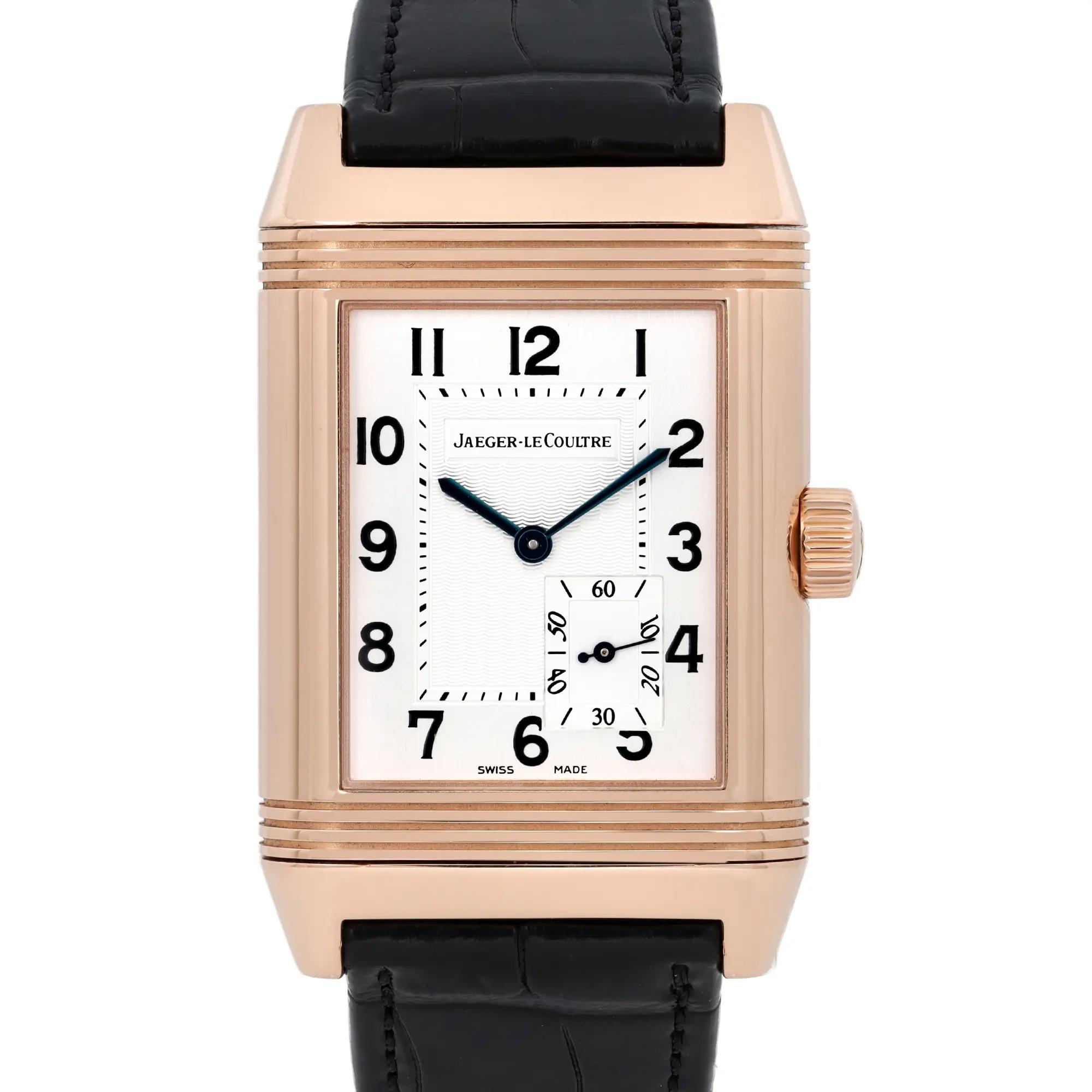 Up Close Front Facing Picture Of Jaeger-LeCoultre 240.214 Rose Gold Watch Pre Owned Condition