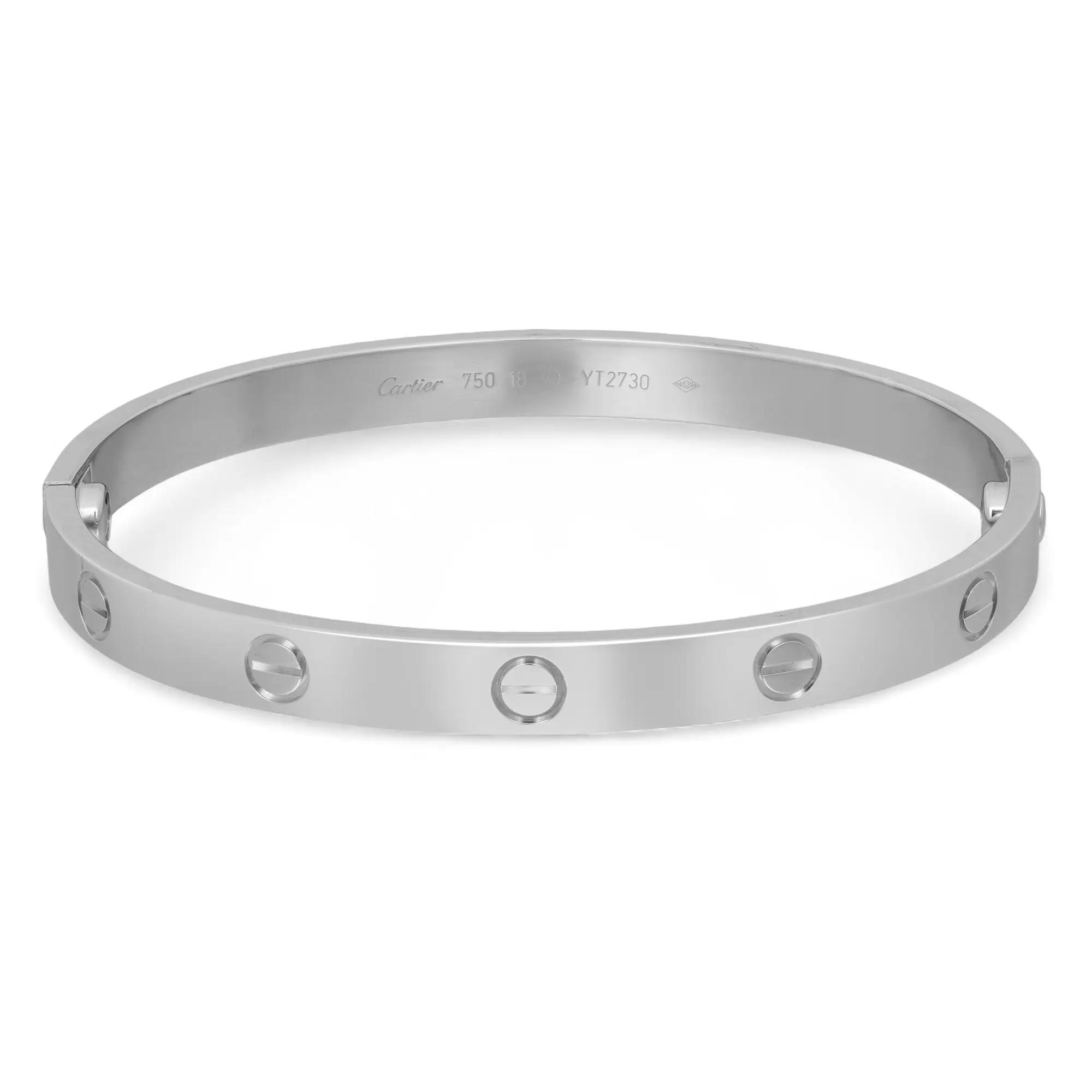 Cartier Love Bracelet Classic Model 18K White Gold Size 18 | eBay
