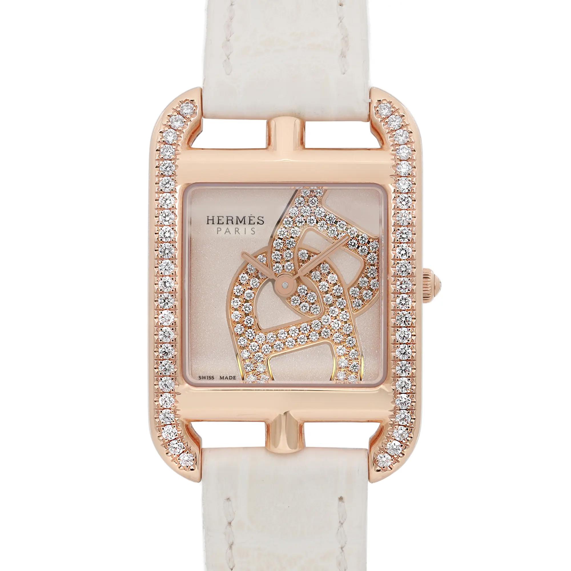 Hermes Cape Cod Joaillier 18k Rose Gold Diamond Cream Dial Watch