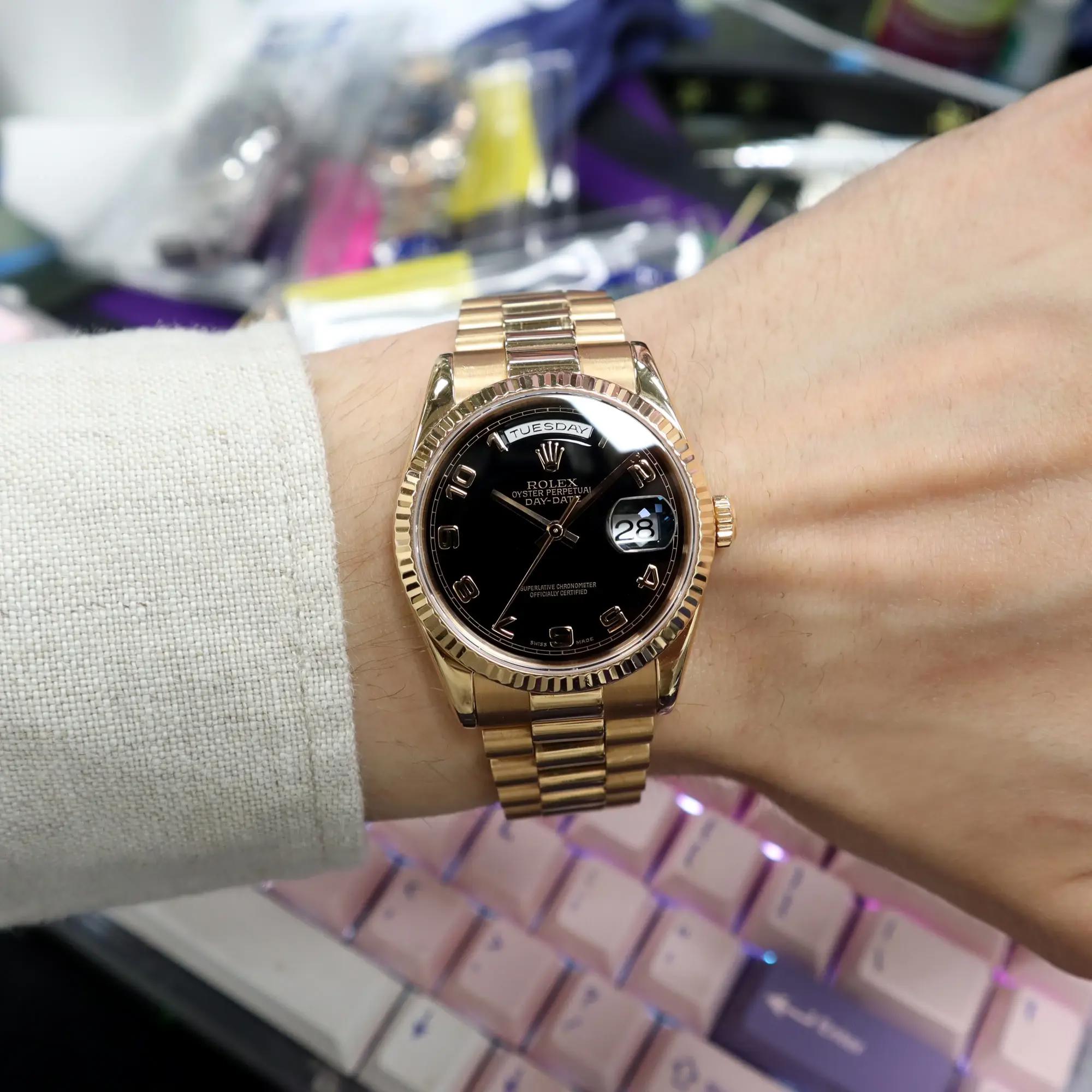 2000s Rolex 118235 Day-Date 36mm President 18K Rose Gold Black