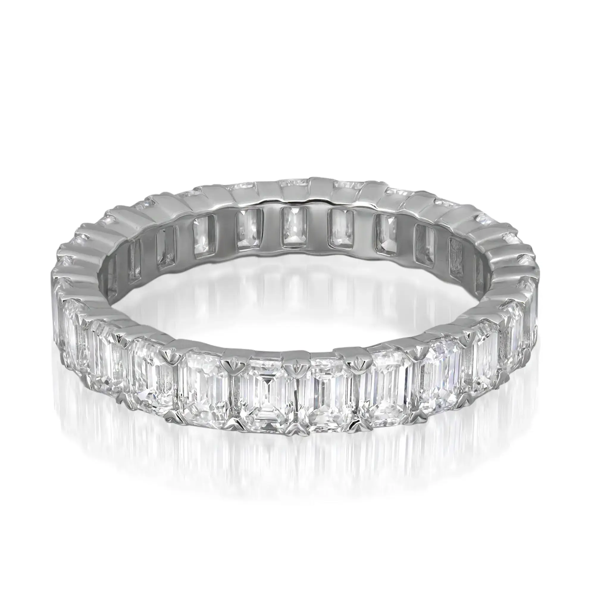 Emerald Cut Lab Grown Diamond Eternity Band Ring 14K White Gold 2.96Cttw SZ 6.5