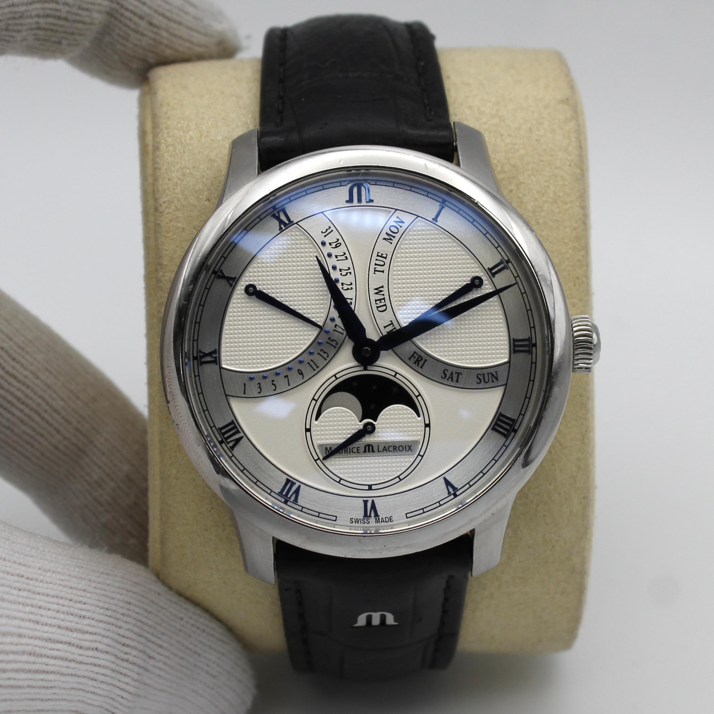 Maurice Lacroix Masterpiece Moonphase Steel Silver Dial Watch