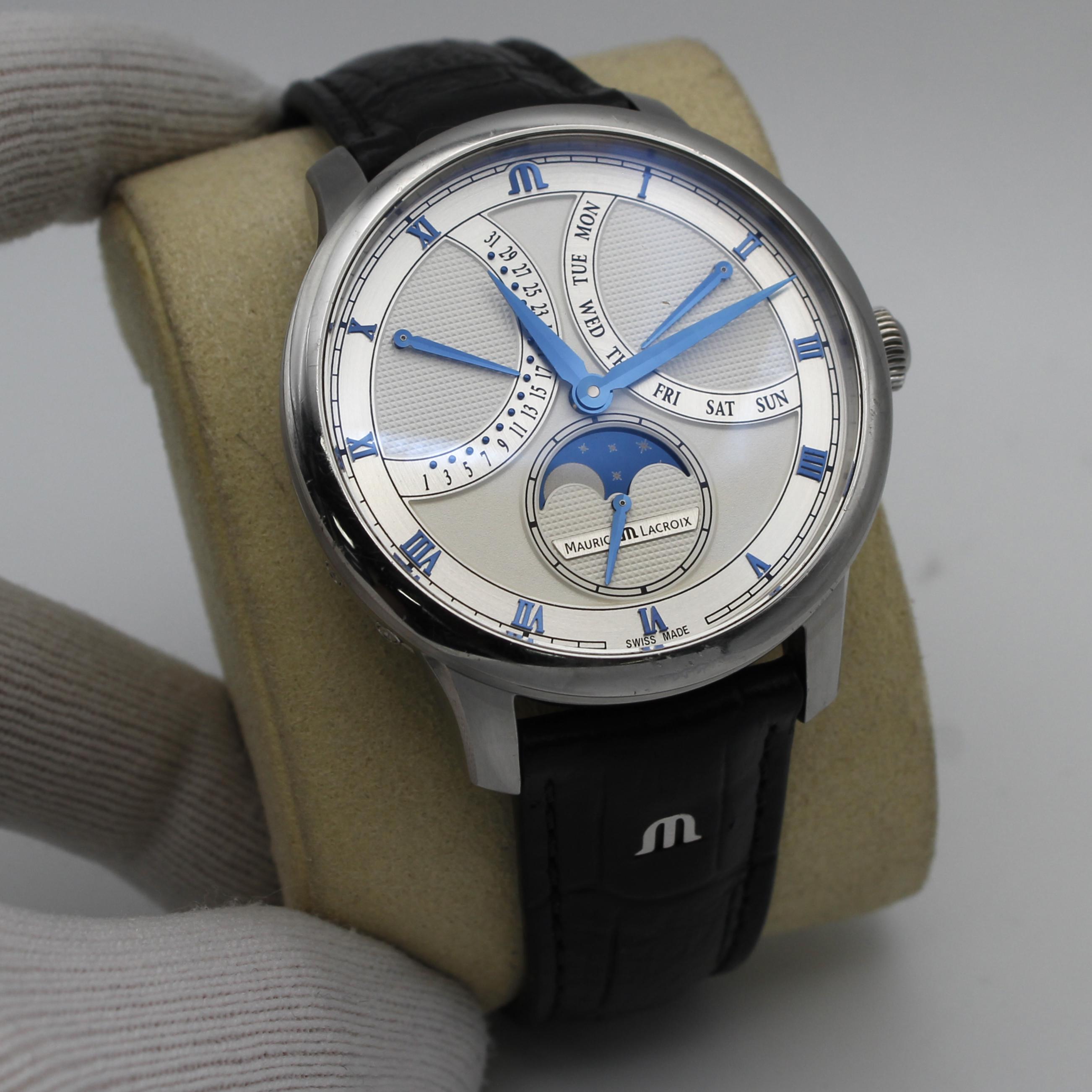 Maurice Lacroix Masterpiece Moonphase Steel Silver Dial Watch