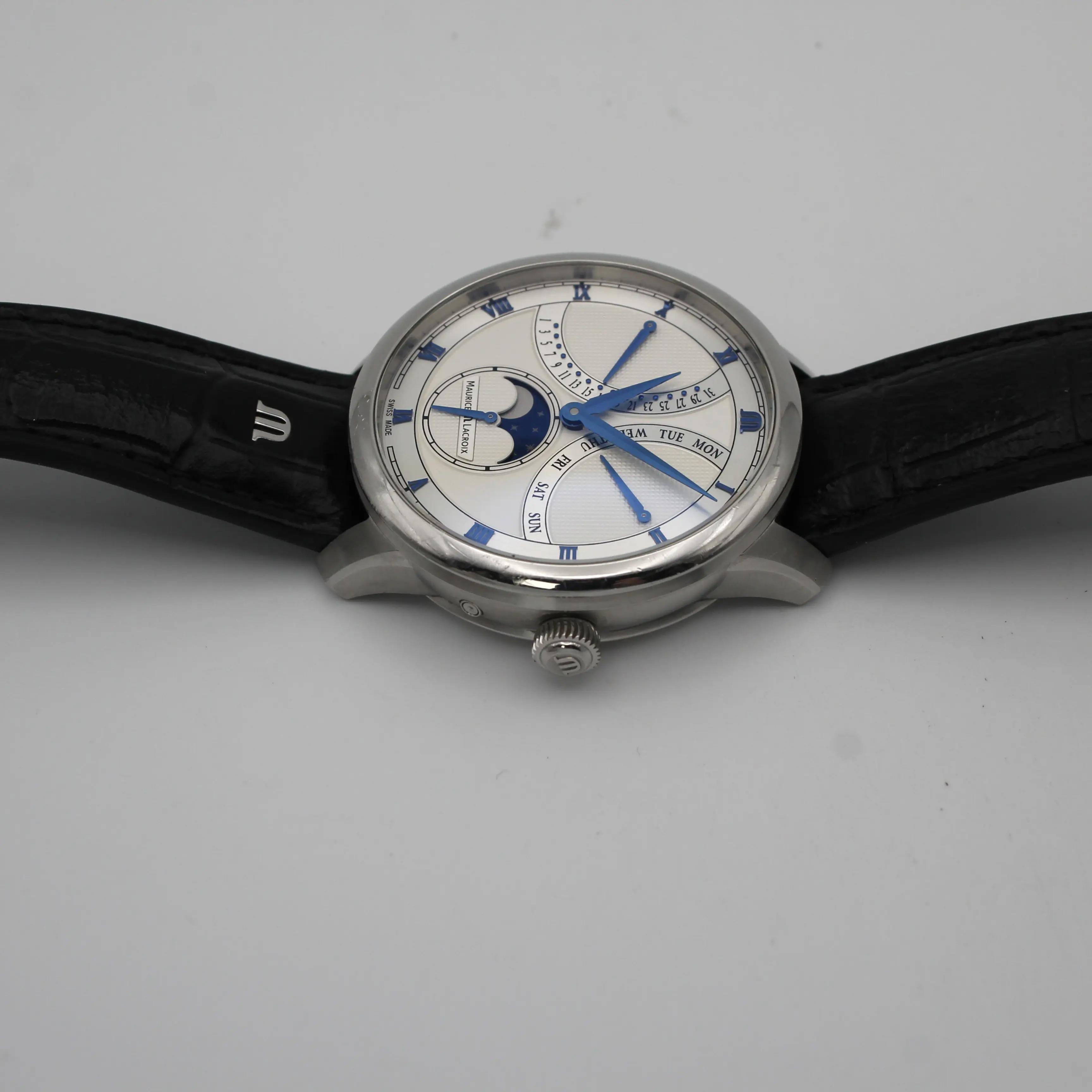 Maurice Lacroix Masterpiece Moonphase Steel Silver Dial Watch