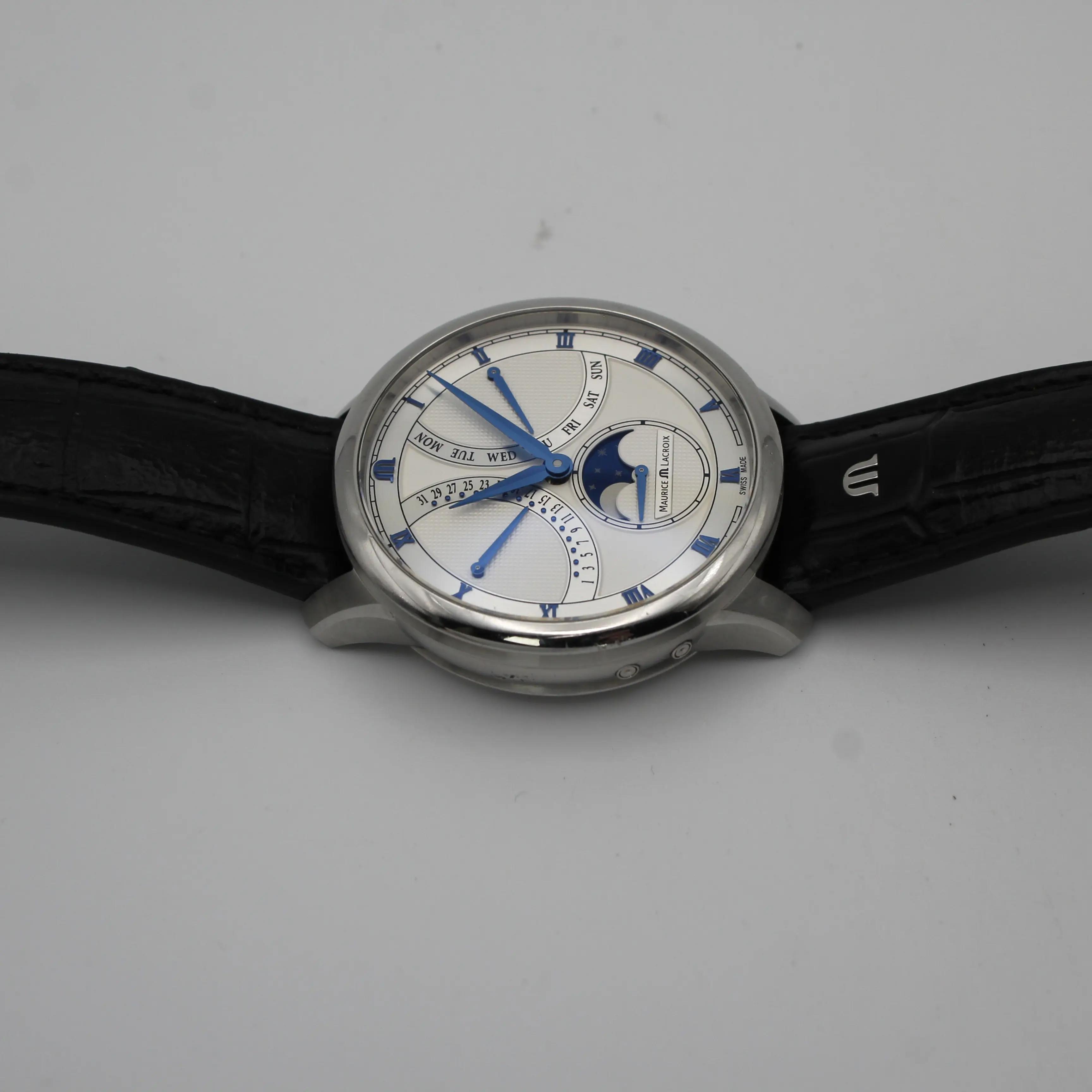 Maurice Lacroix Masterpiece Moonphase Steel Silver Dial Watch