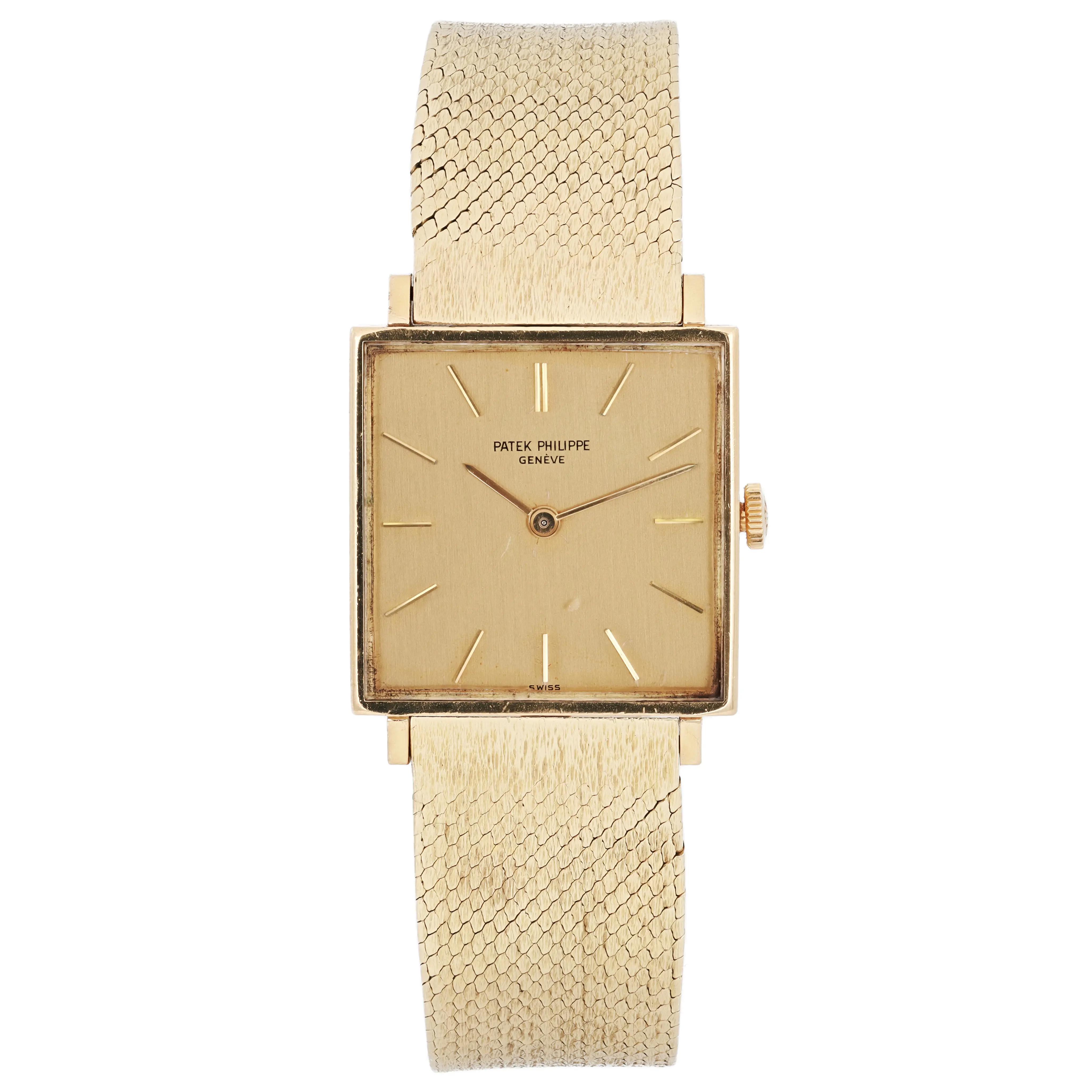 Front Full View Of Patek Philippe 3430 Yellow Gold Watch Pre Owned Condition Fair