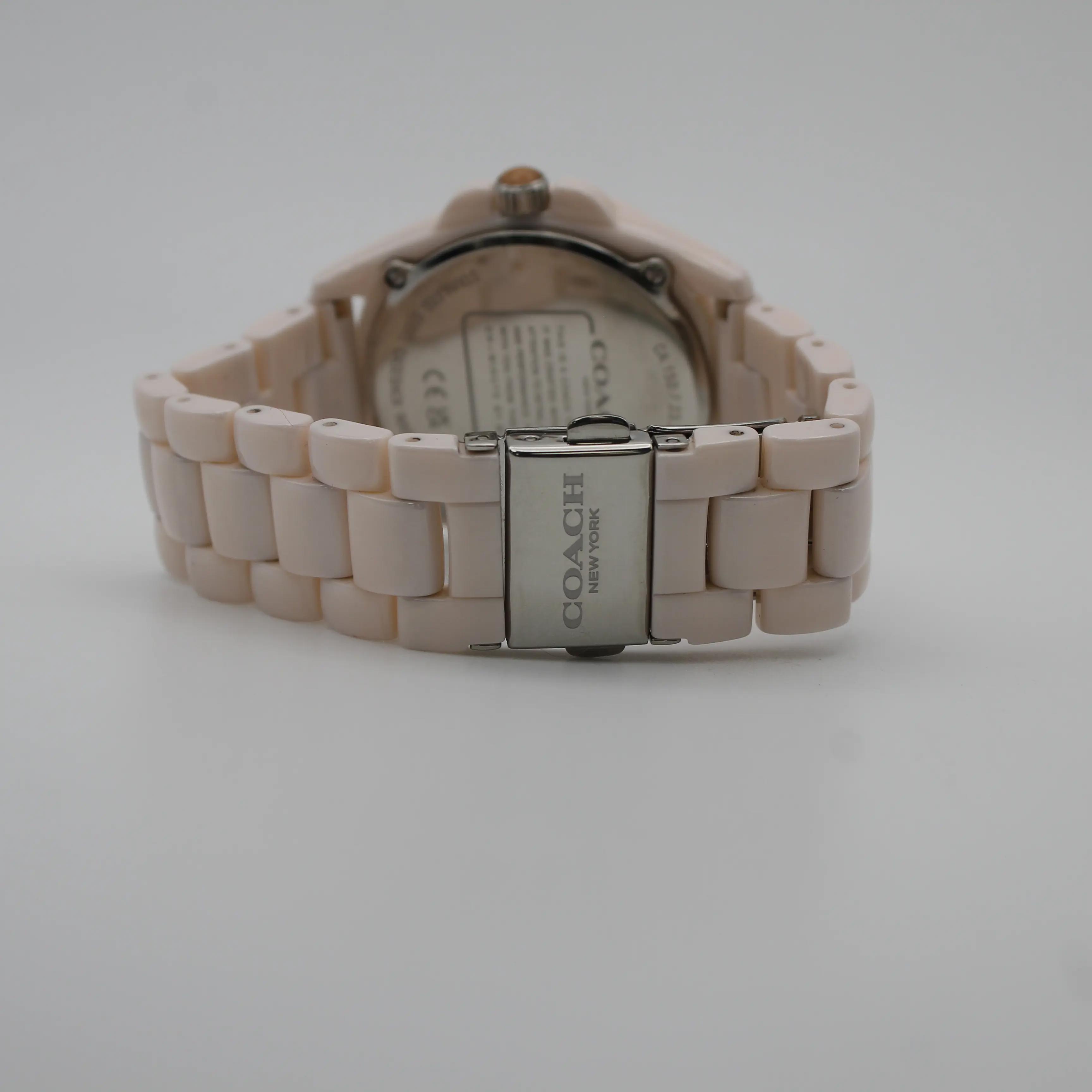 Coach Greyson 36mm Ceramic Silver Glitter Dial Quartz Ladies Watch